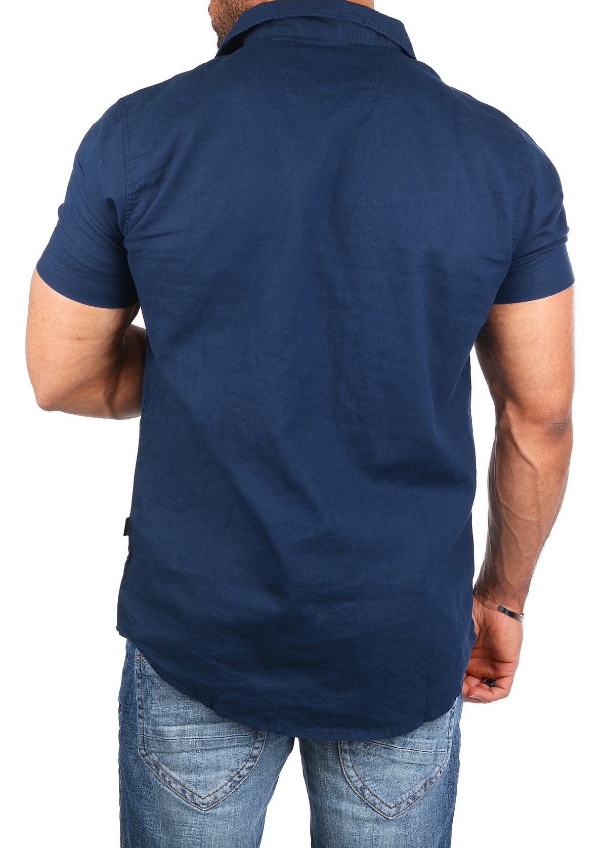 CARISMA Kurzarmhemd Herren Leinen Baumwoll Mix Casual Hemd 9212 Regular Kurzarm Kentkragen Uni – Bild 3 von 4