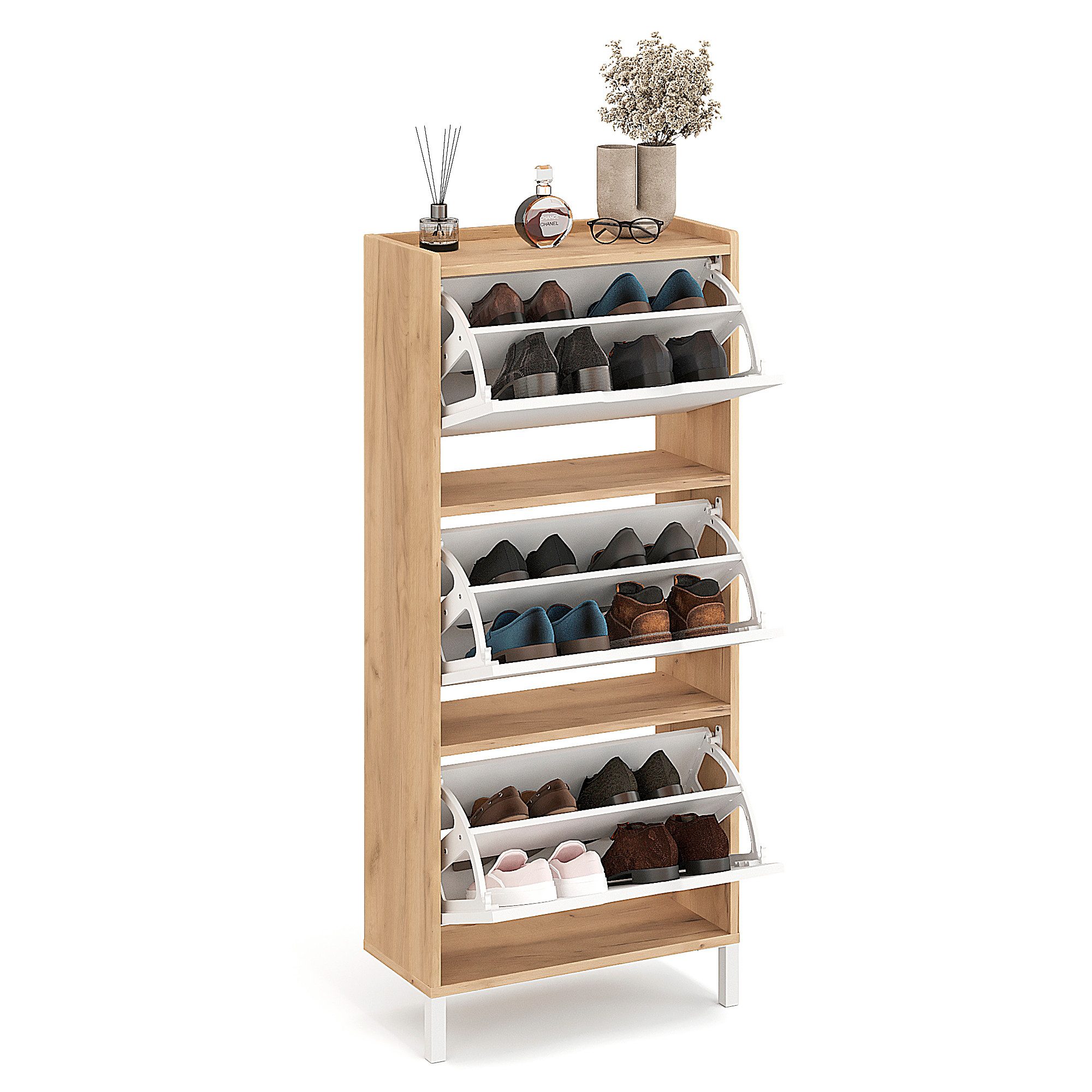 KOMTO Schuhschrank Madrid 3 Schmal Schuhregal günstig online kaufen