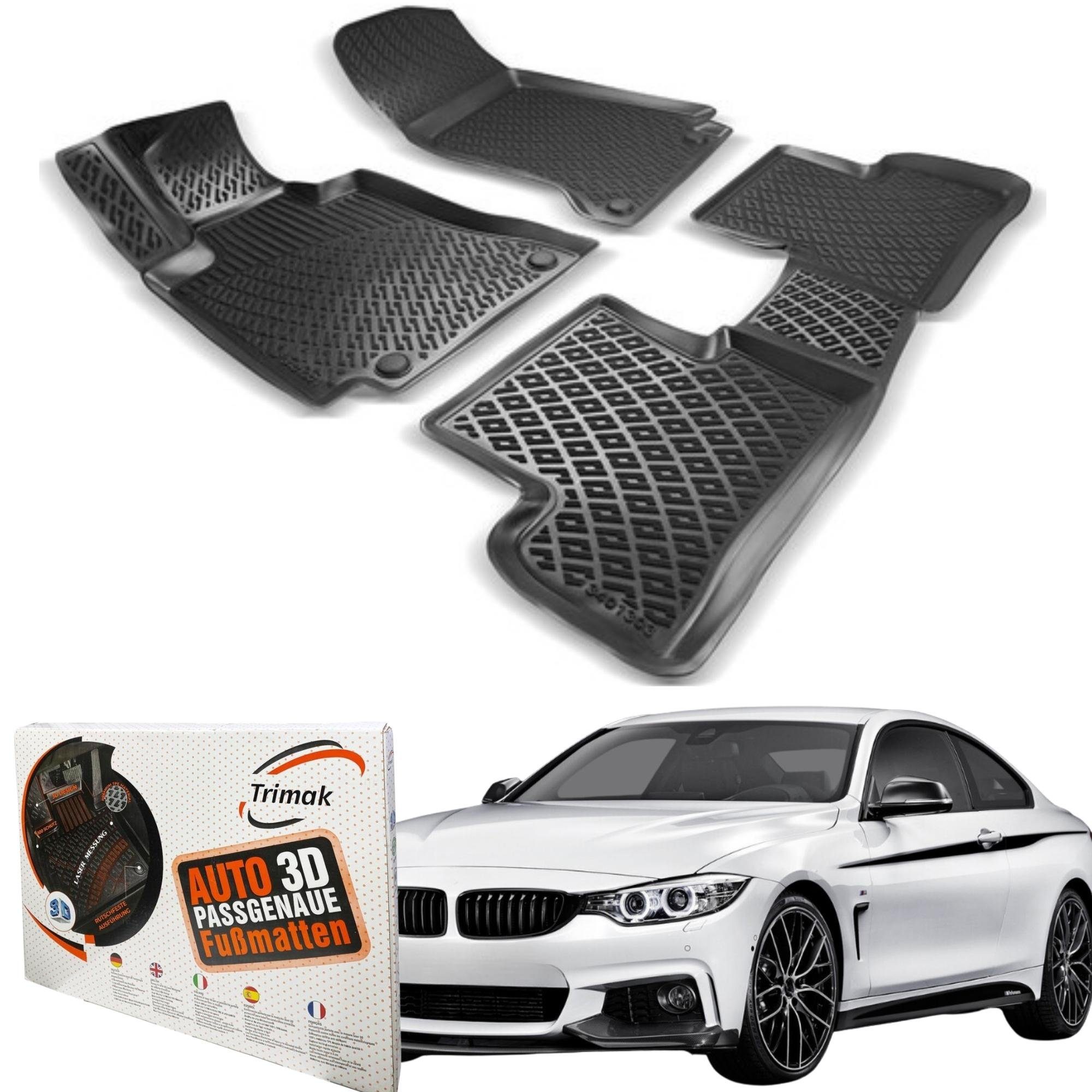 Passform-Fußmatten Kompatibel mit BMW 4 Series F32 Coupé 3D Auto Gummimatten