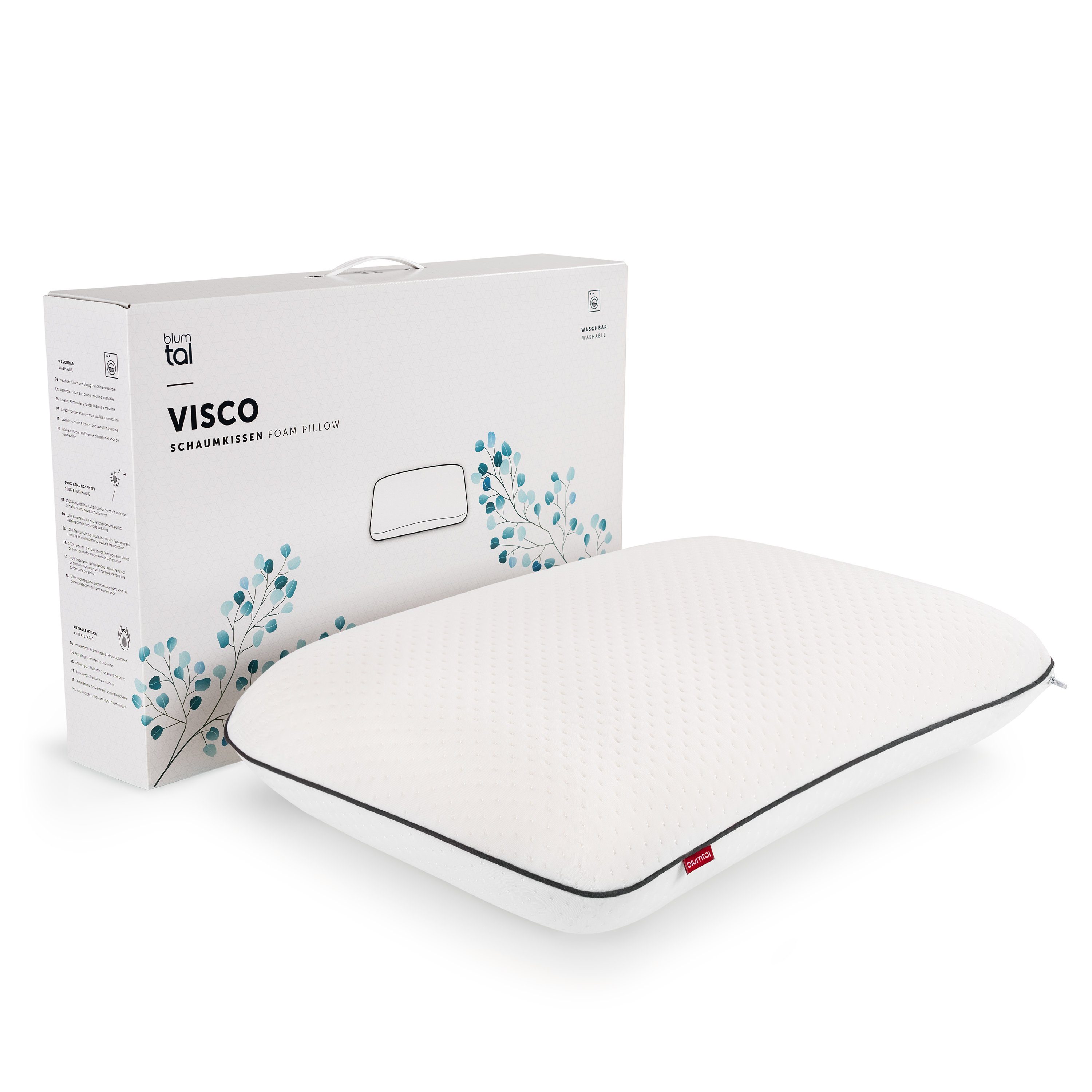 Blumtal Nackenstützkissen aus Memory Foam 40x60 cm - waschbar, Bauchschläfer, Seitenschläfer, Rückenschläfer, Orthopädisches Schlafkissen, Atmungsaktives und Thermoregulierendes Schlafkissen