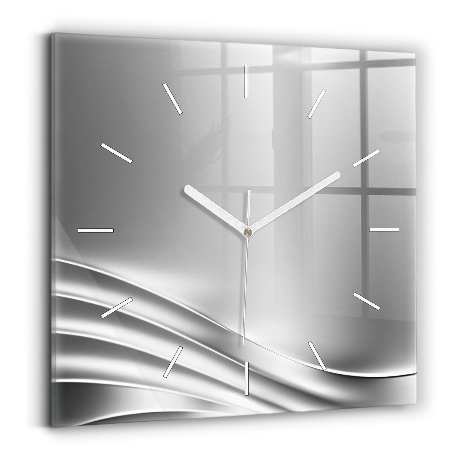Tulup Wanduhr Rechteckige Glasuhr Silber Abstraktion günstig online kaufen