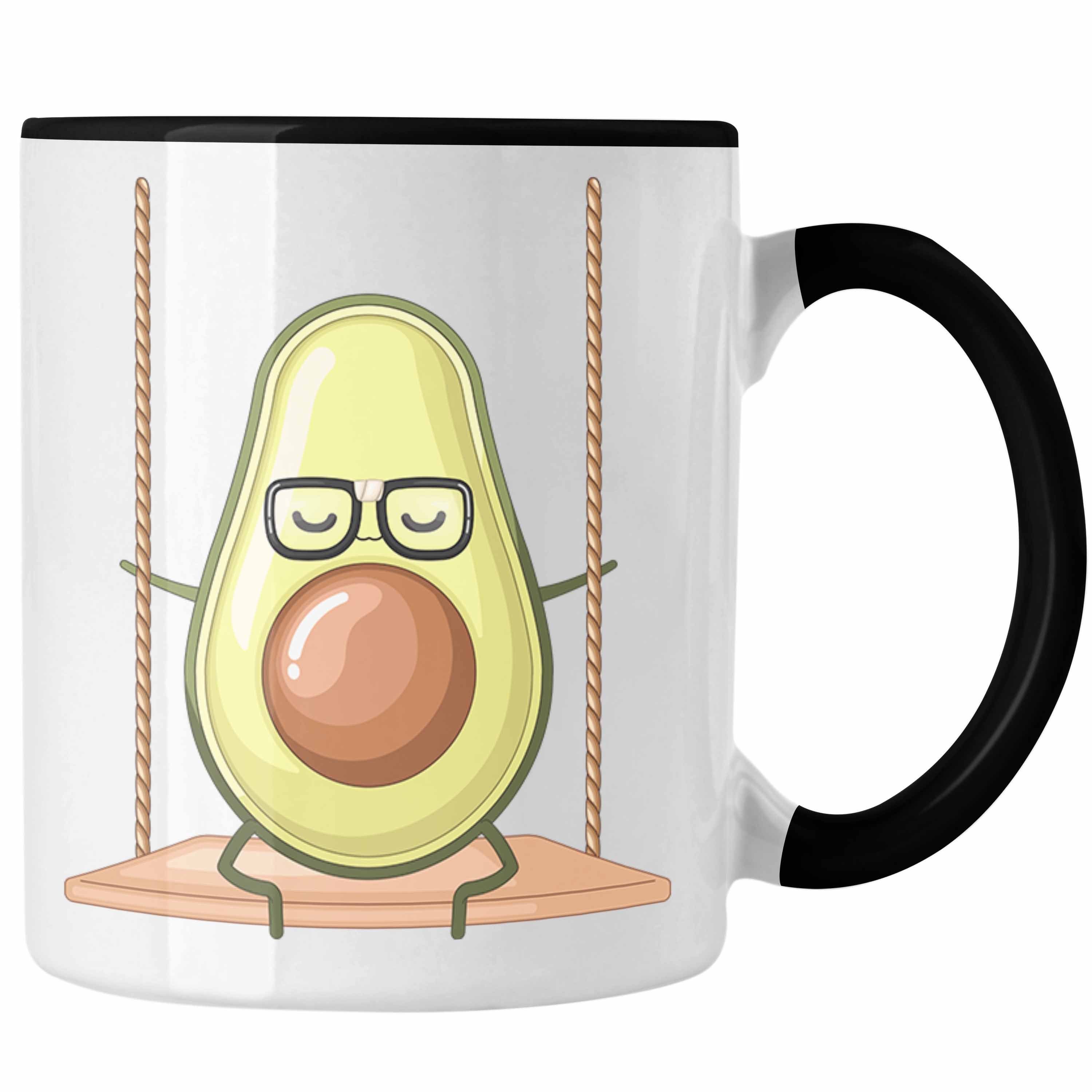 Trendation Tasse Lustige Tasse mit Avocado-Motiv - Originelle Geschenkidee für Avocado- Schwarz