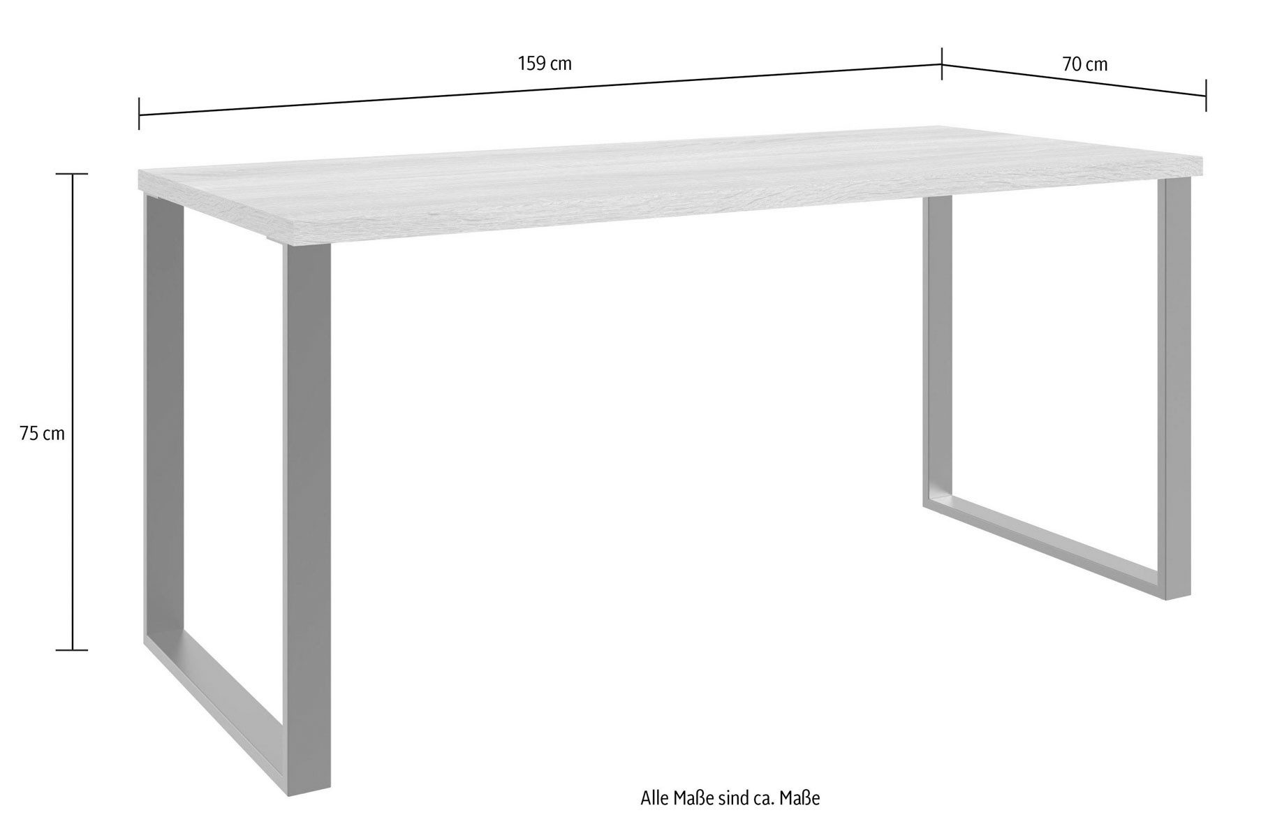 Wimex Schreibtisch Home Desk (Füße in Kupfenform, 1-St., moderne Optik, Füße in Kupfenform), 159x70x75cm graphit / schwarz