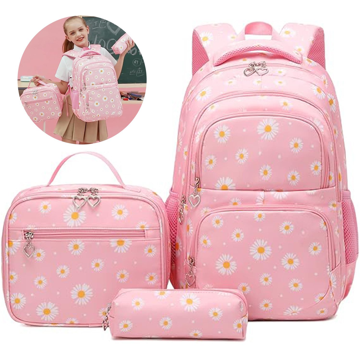 RWEUOQ Schulrucksack Schulrucksack Set 3-teilig Wasserabweisend günstig online kaufen