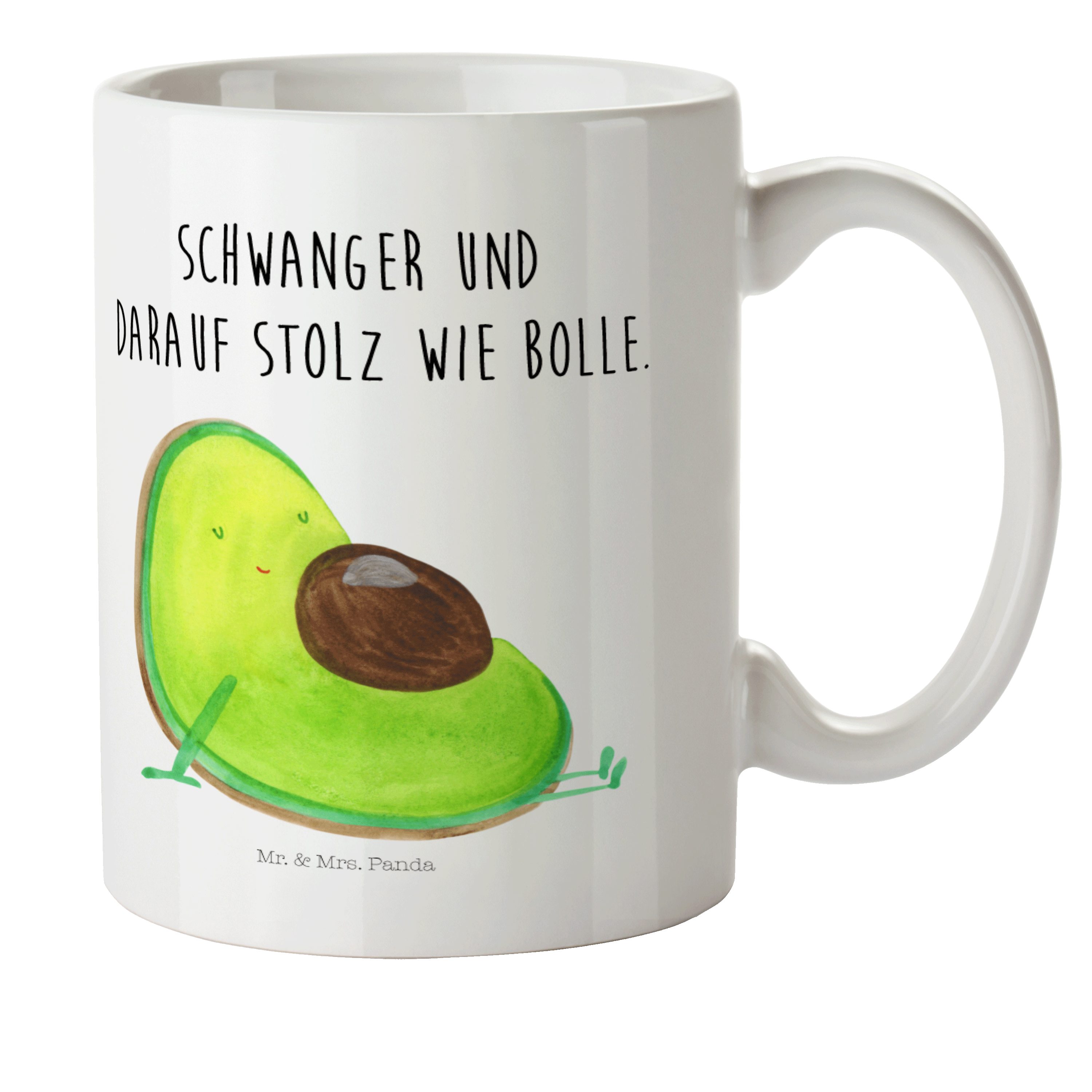 Mr. & Mrs. Panda Kinderbecher Avocado schwanger - Weiß - Geschenk, Vegan, Outdoorgeschirr, Wunder, Kunststoff