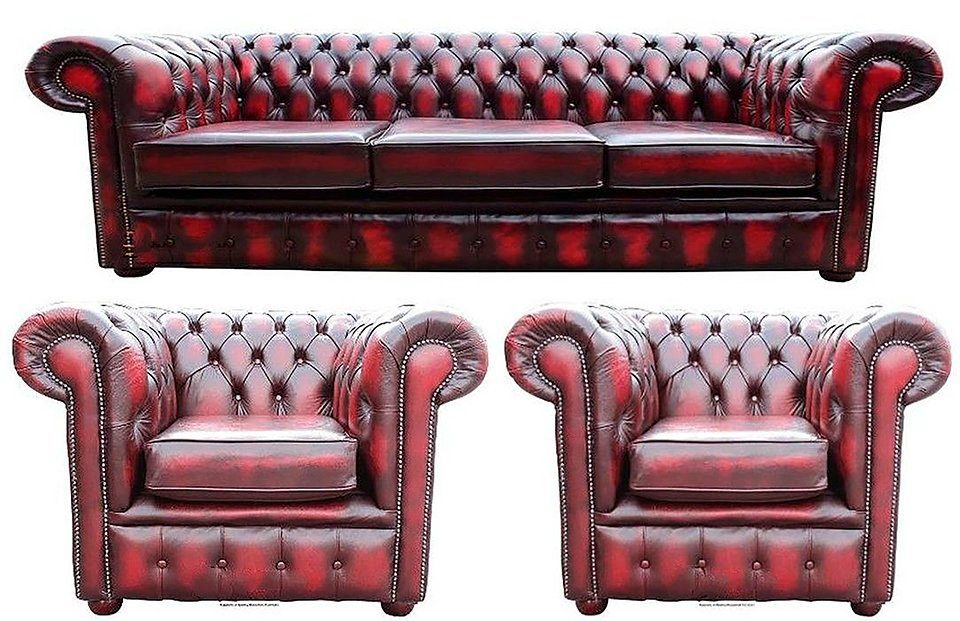 JVmoebel Chesterfield-Sofa, Chesterfield Sofa 3+1+1 Couch Garnitur Sitzer