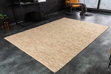Teppich PURE 230x160cm beige, riess-ambiente, rechteckig, Höhe: 10 mm, Wohnzimmer · Leder · Hanf · Schlafzimmer · Industrial Design