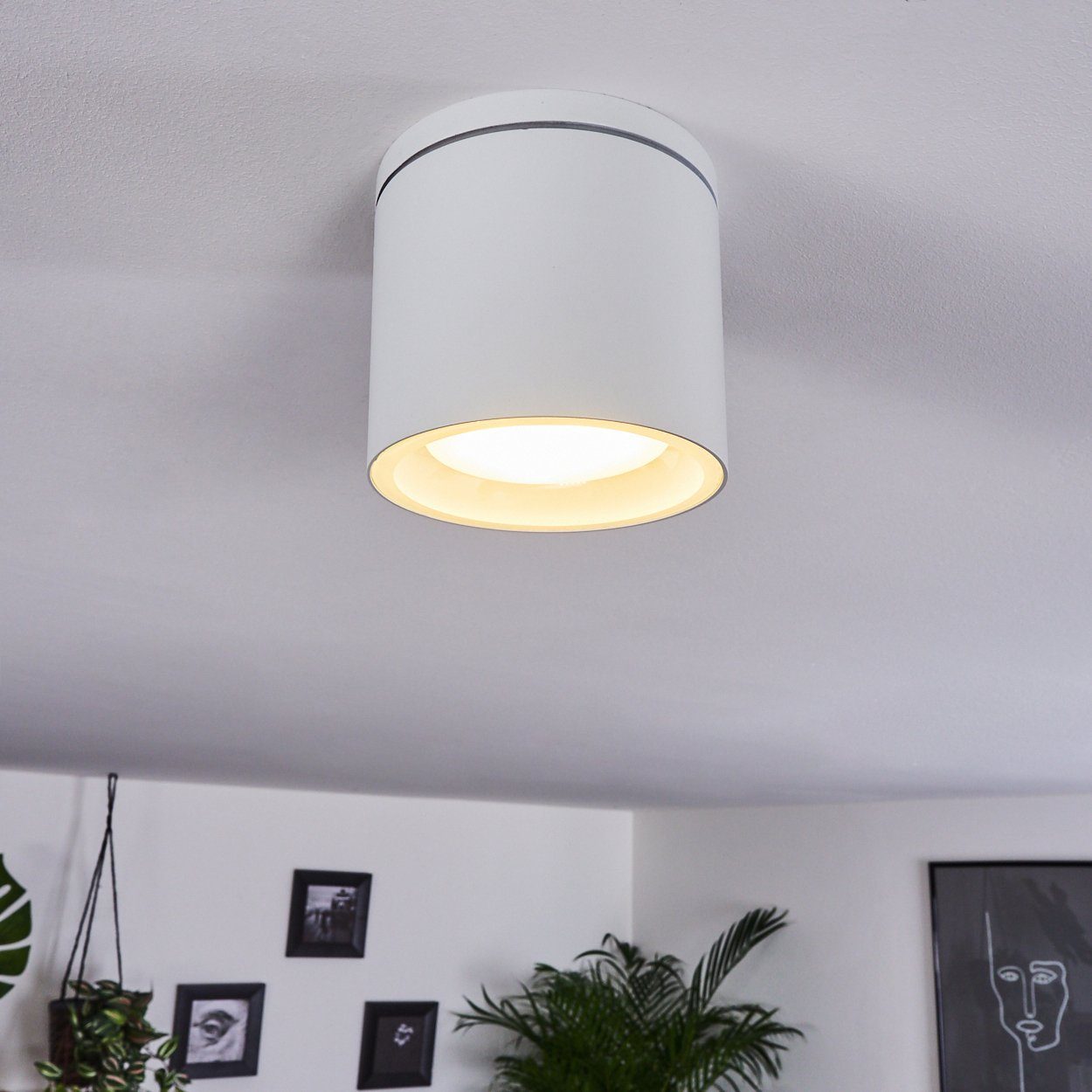 hofstein Deckenleuchte Außen Wohn Schlaf Zimmer Raum Beleuchtung Decken Lampen Glas weiß rund
