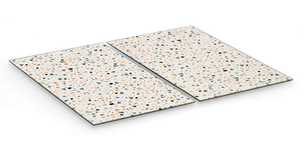 Zeller Present Schneidebrett Herdabdeck-/Schneideplatten-Set "Terrazzo", 2-tlg., Sicherheitsglas, (2-St., Terrazzo, Sicherheitsglas), Moderne Platte aus Sicherheitsglas