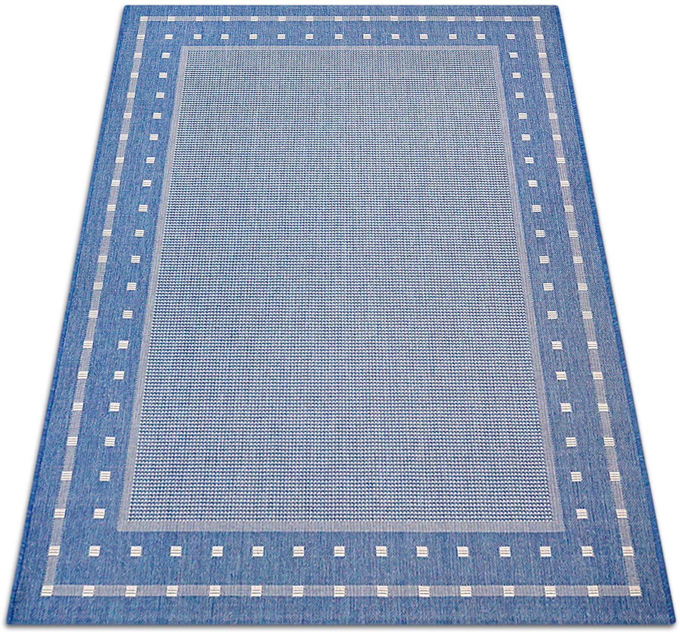 Teppich Belz, Home affaire, rechteckig, Höhe: 5 mm, Flachgewebe, Sisal-Optik, meliert, mit Bordüre, pflegeleicht, Scandi blau | Kurzflor-Teppiche