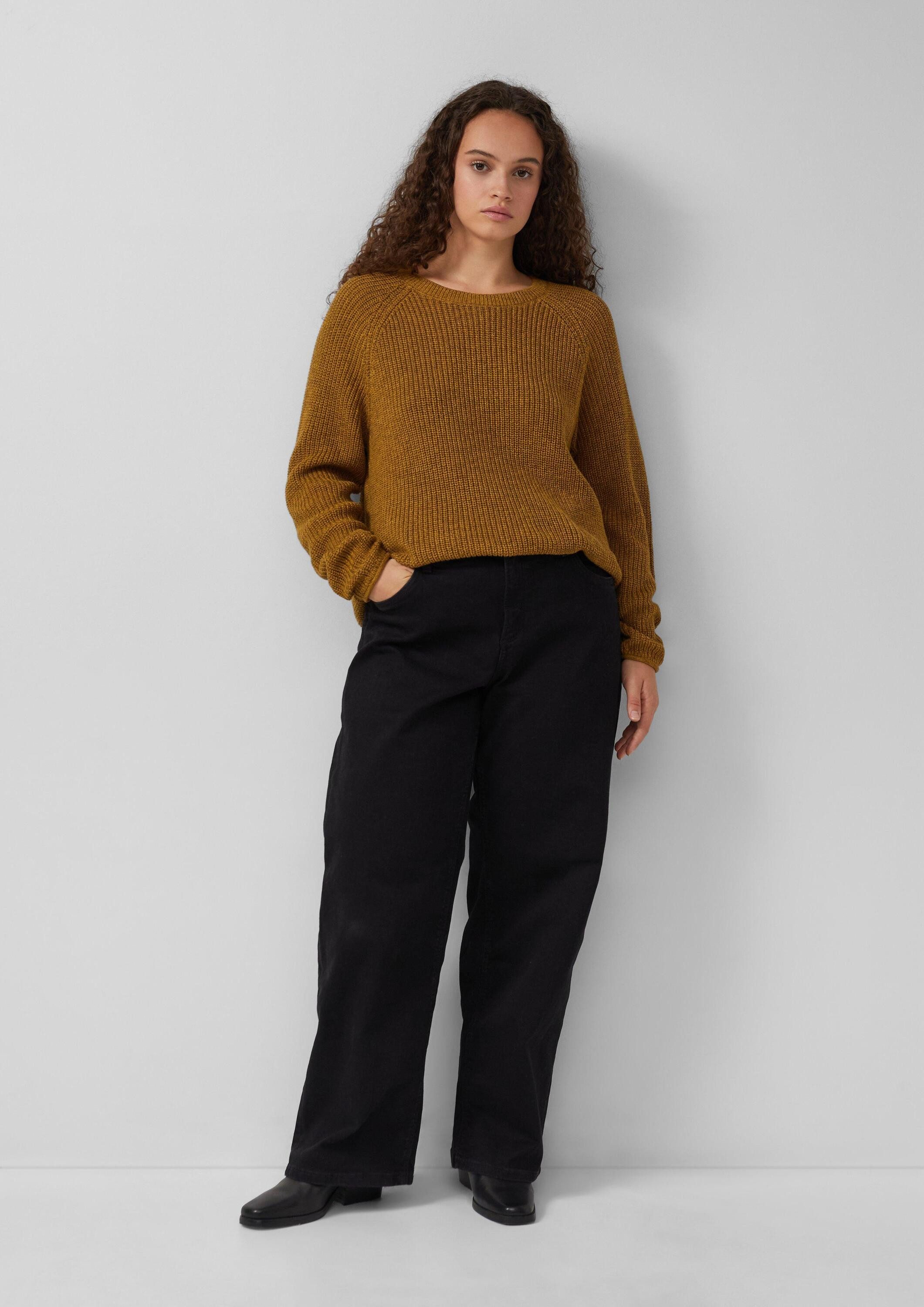 QS Longpullover Strickpullover Melierter Strickpullover