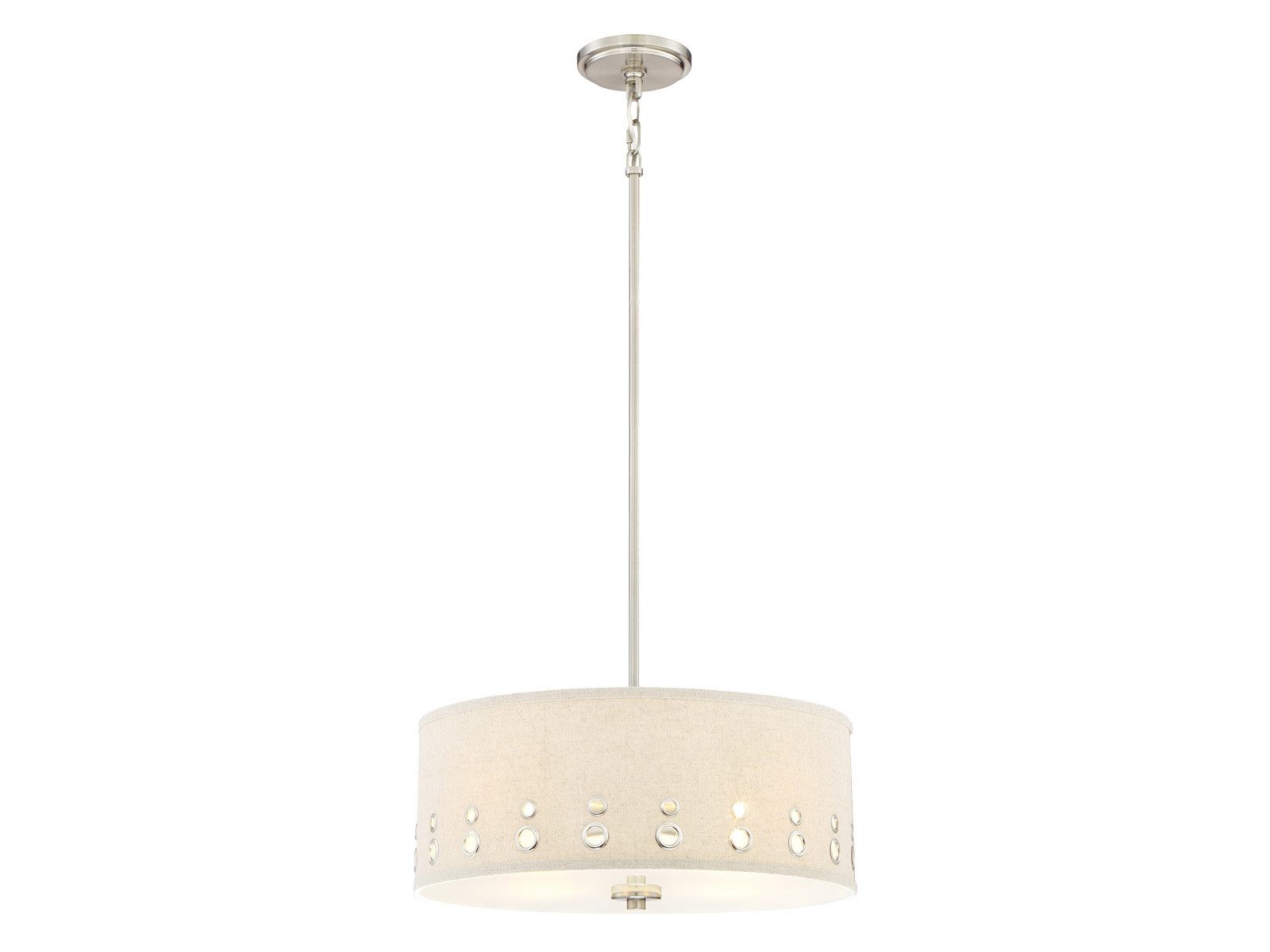 QUOIZEL LED Pendelleuchte, Dimmfunktion, LED wechselbar, warmweiß, große mit Leinen Lampenschirm über Couchtisch & Esstisch hängend Ø46cm