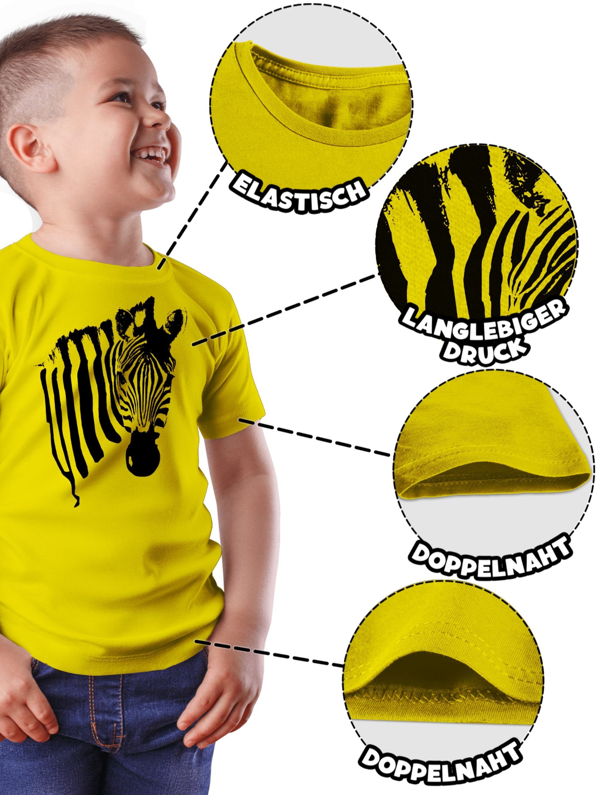 Safari Karneval Gelb Zebra-Kostüm Zebra Zebramuster Shirtracer Tiermotiv Fasching 3 Afrika Zebrastreifen - & T-Shirt