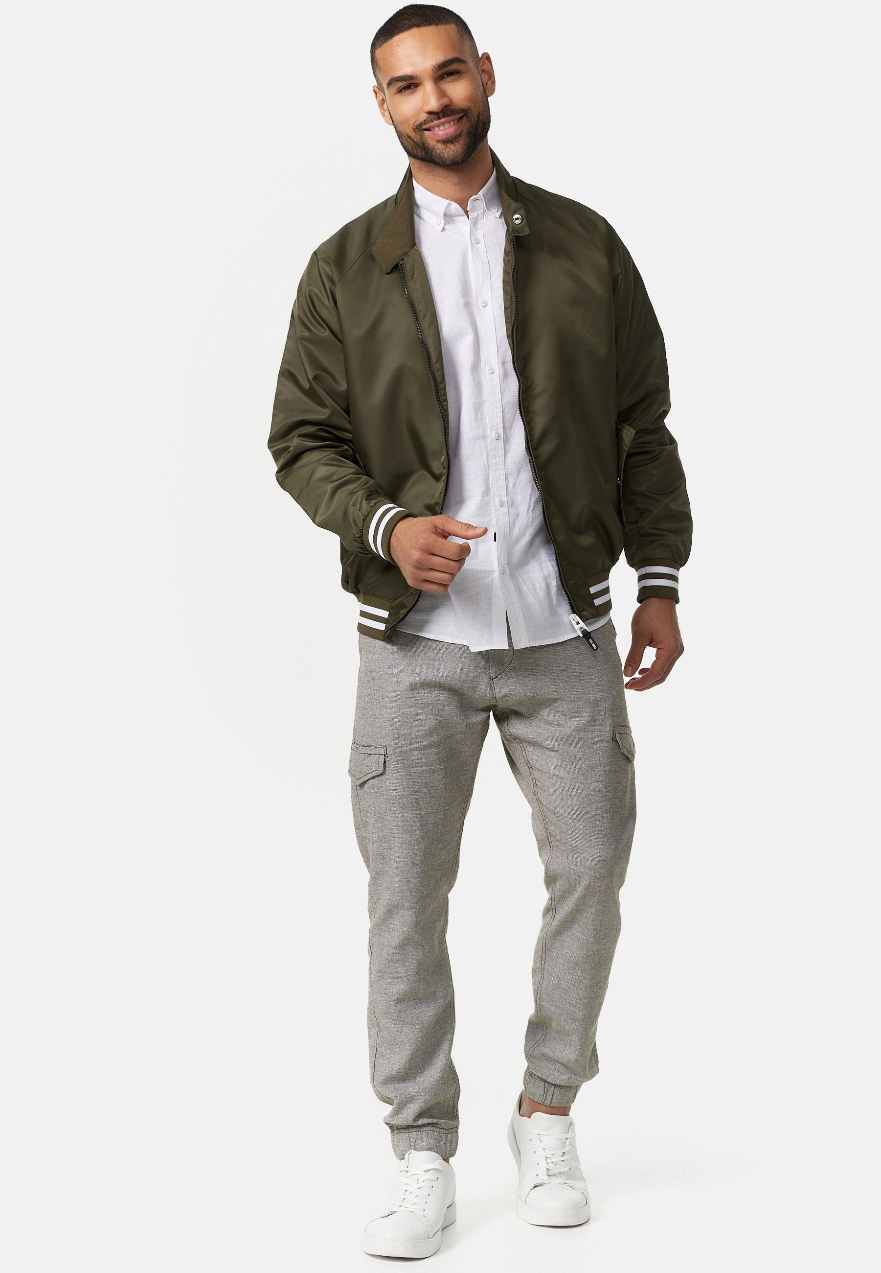 Indicode Sommerjacke Herren Ayser Übergangsjacke Herrenjacke mit Stehkragen & gerippten Arm-und Saumabschluss