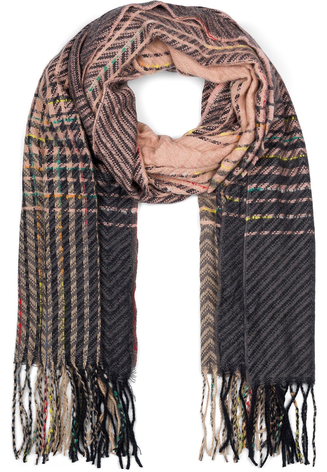 styleBREAKER Strickschal Feinstrick Schal Zick-Zack gestreift, (1-St)