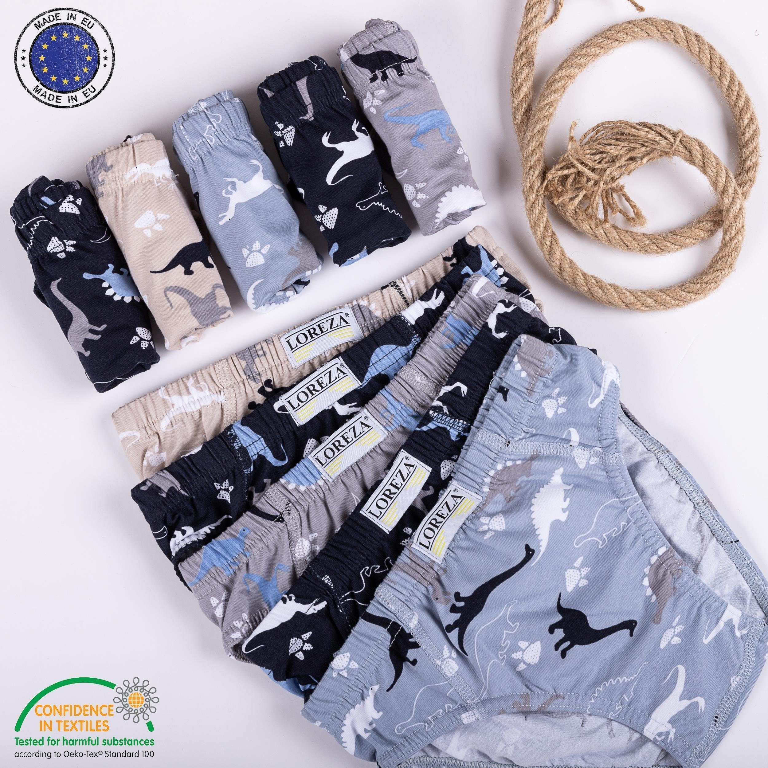 LOREZA Slip 10er Set Jungen Slips - Dinosaurier- Bunt (Set, 10-St)