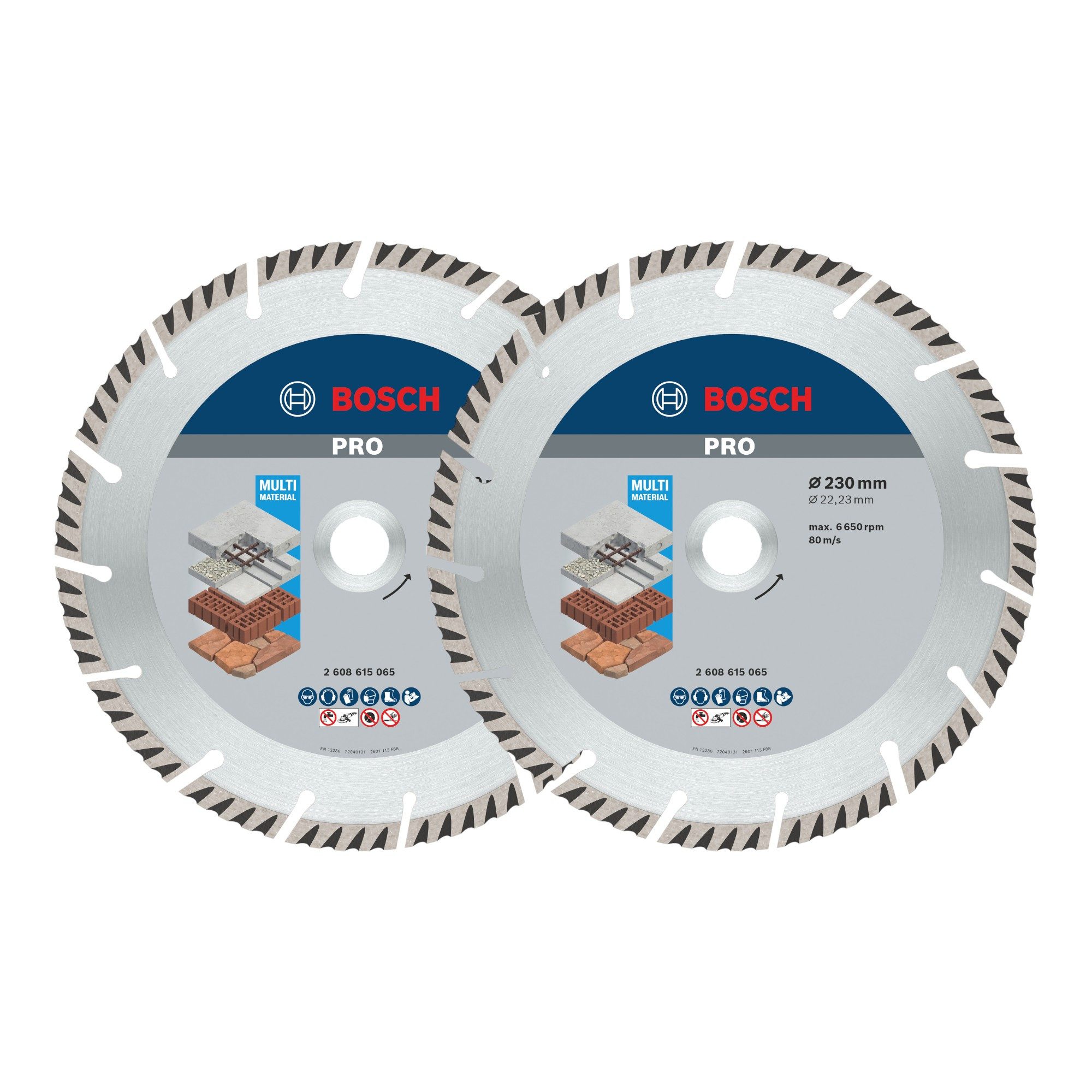 Bosch Professional Diamanttrennscheibe PRO Multi Material Diamant Trennscheibe 230 x 22,23 mm 2 Stk