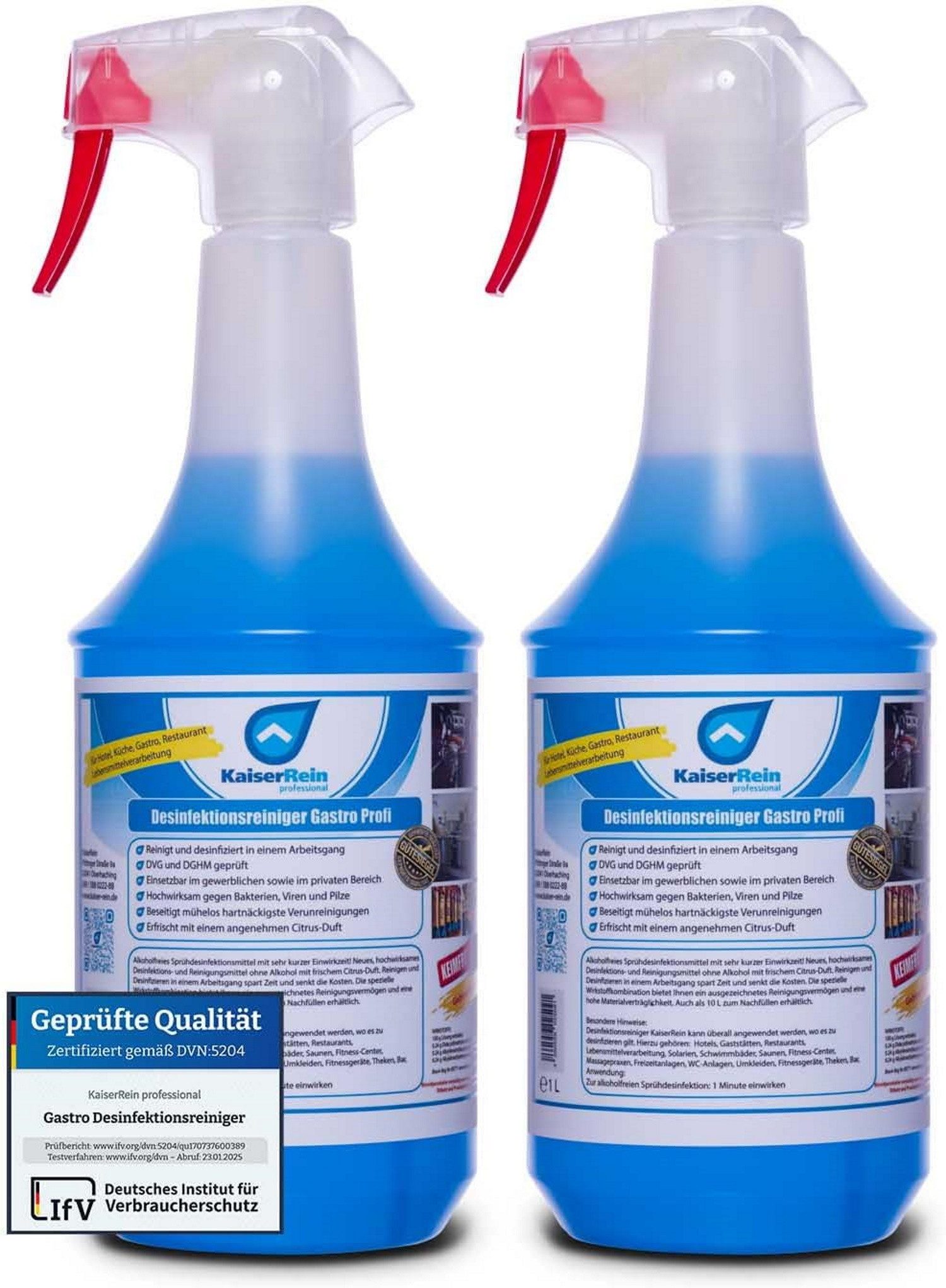 KaiserRein Desinfektionsspray Gastro Profi Allzweckreiniger (Gebrauchsfertig, Alkoholfrei, Materialschonend, Desinfizierend)