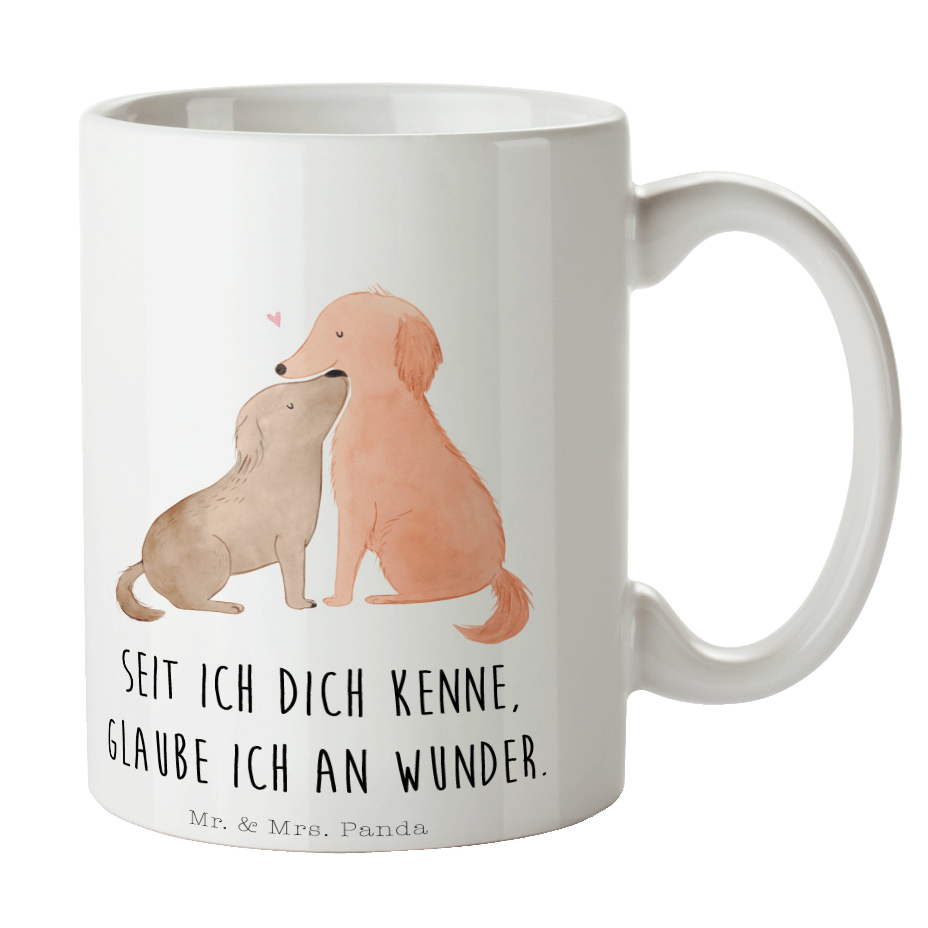 Geschenk, Vierbeiner, - Keramik Tasse B, Mrs. - Hunde Weiß Tasse, Kuss, Mr. Hunderasse, Panda & Liebe