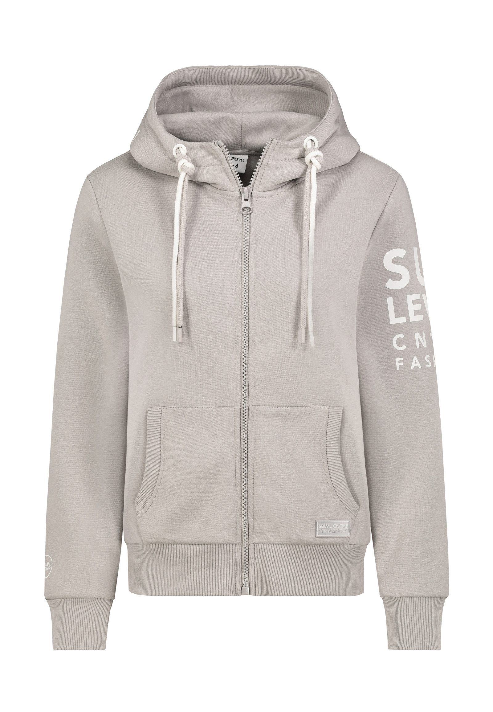 SUBLEVEL Kapuzensweatjacke Damen Jacke mit Prints und Kapuze Hoodie, Kapuzenpullover, Zipperjacke mit Kängurutasche und Kapuze – Bild 5 von 5