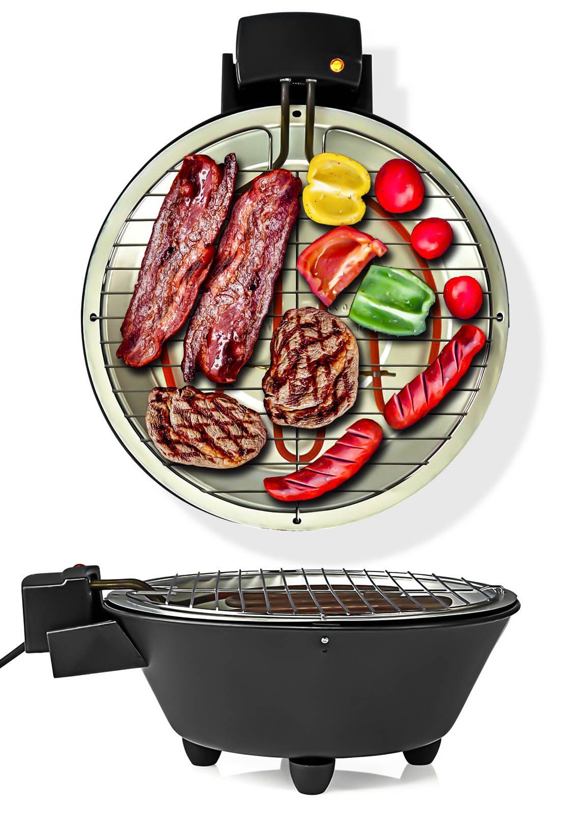 Nedis by STELER Tischgrill BBQ Tischgrill mit Thermostat elektrisch, 1250  W, Balkongrill inkl. Wasserbad, XXL-Grillfläche 30cm online kaufen | OTTO