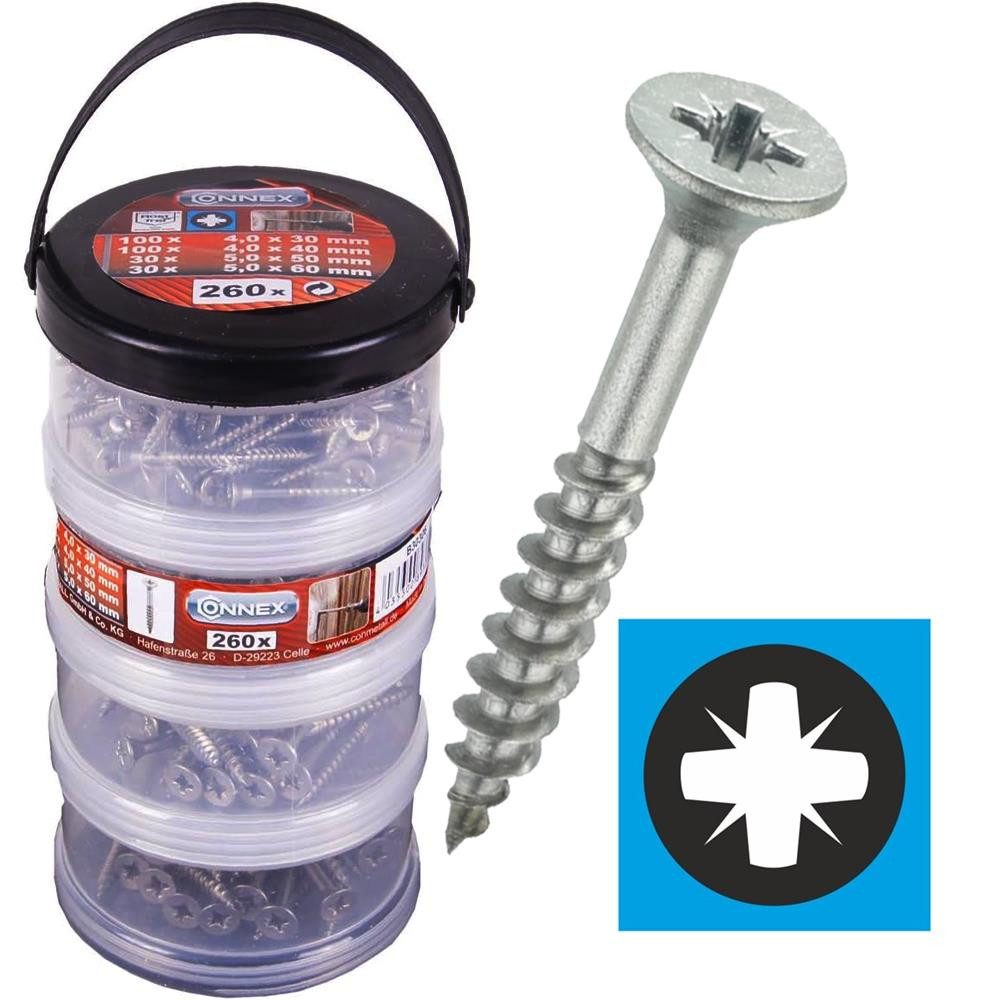 Spanplattenschraube PZ Spanplattenschrauben Set 260 teilig