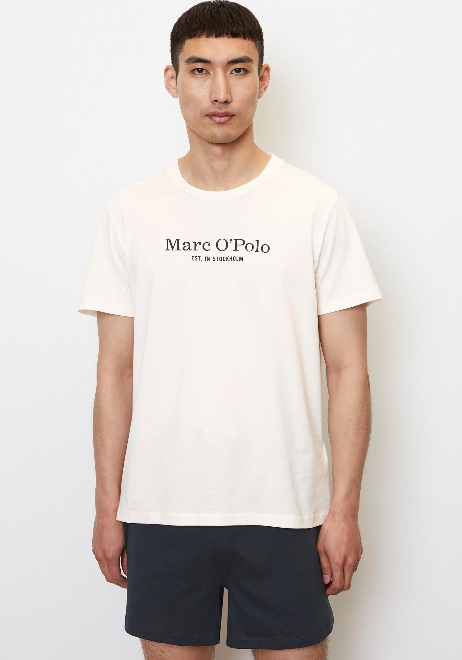 Marc O'Polo Logo-Print mit weiß-marine 2 Shorty tlg) (Set