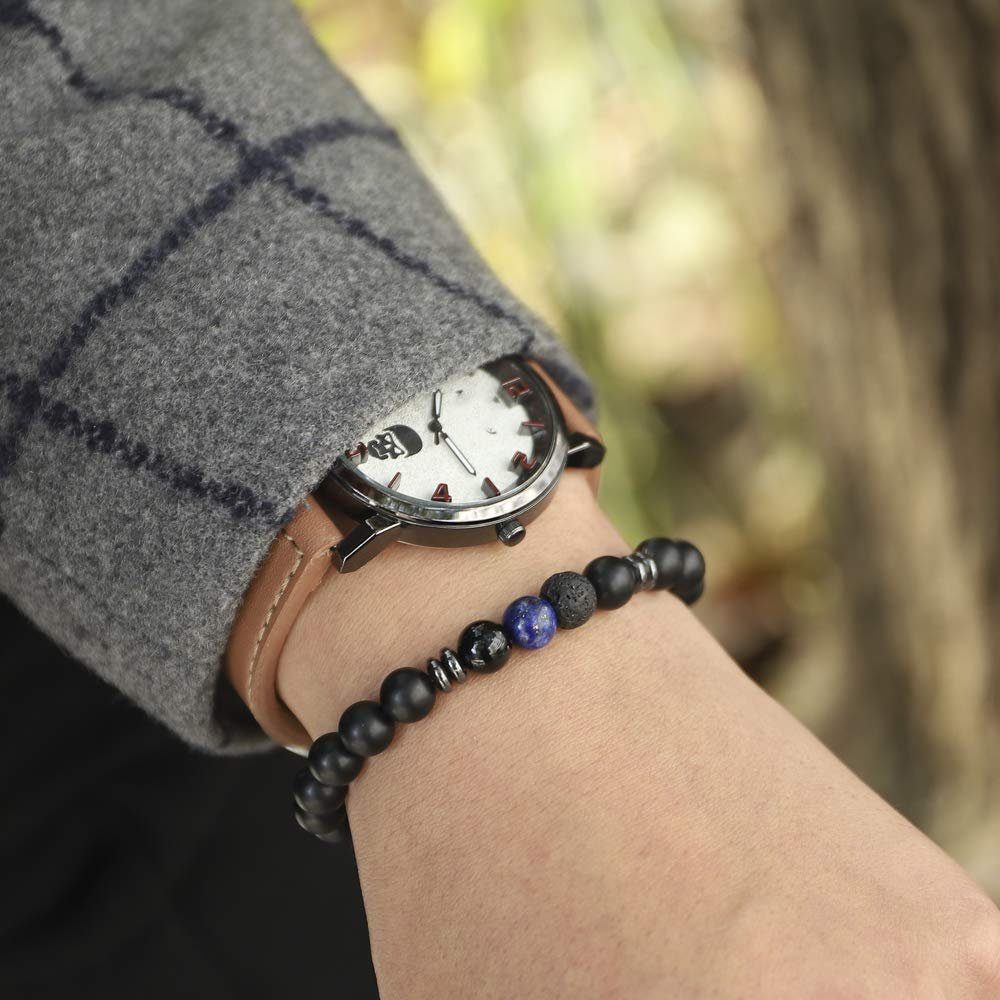 Kim Johanson Armband Chakra, mit Jaspis, Naturstein, elastisch, Yoga Schmuck, Geschenk
