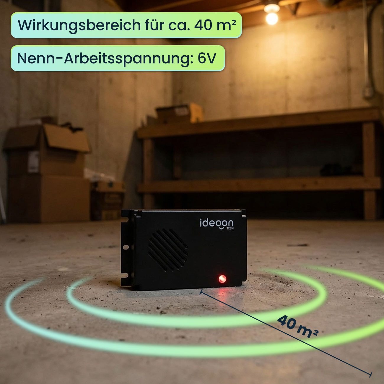 shop'n smile ideoon Ultraschall-Tierabwehr Marderschreck Auto Ultraschall – Batteriebetrieben & Hitzebeständig, 1-tlg., Marder-Vertreiber: Wirkungsbereich für ca. 40 m²