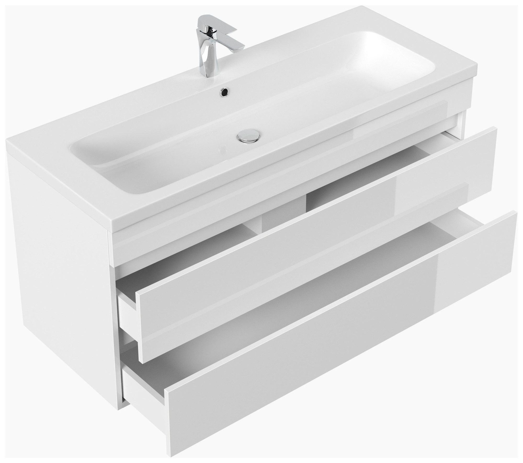 Magnolia Home Waschtisch Badmöbel Via 120 SoftClose weiss hochglanz mit grifflosen Schubladen