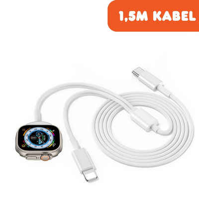 Shopbrothers Ladegerät 2in1 für Apple iPhone Ladekabel Schnellladegerät 1M Watch Schnelllade-Gerät