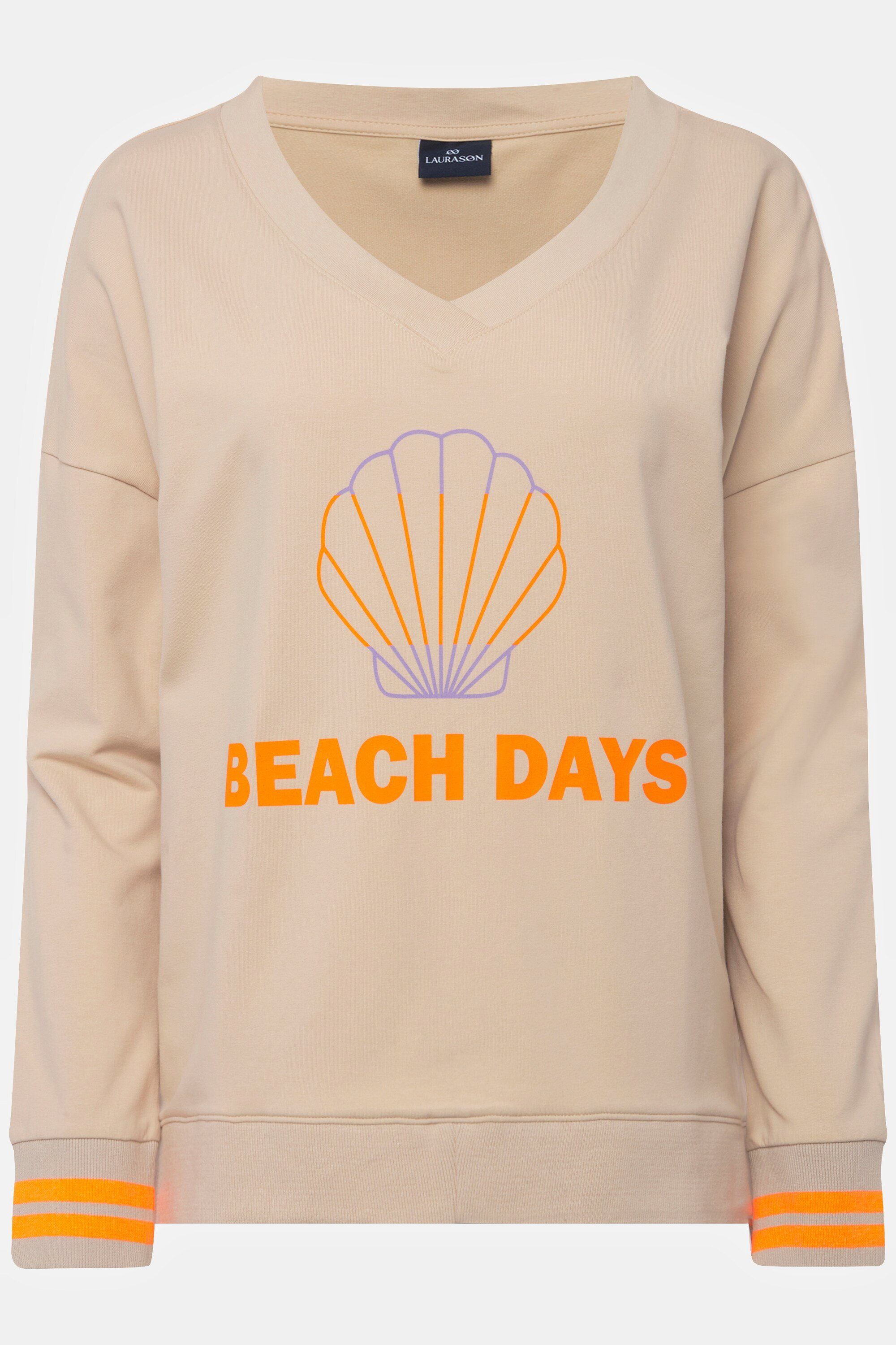 Laurasøn Sweatshirt Sweater BEACH Langarm Neon-Print V-Ausschnitt DAYS