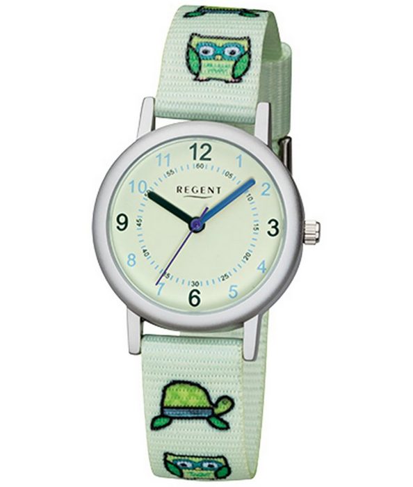 Regent Quarzuhr Regent Kinder-Armbanduhr mintgrün Analog (Armbanduhr) Kinder Armbanduhr rund Textil Stoffarmband mintgrün
