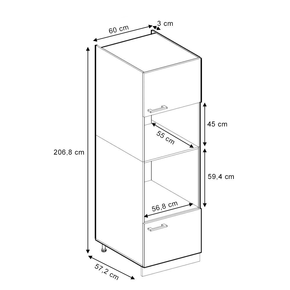 Vicco Mikrowellenumbauschrank R-Line, Goldkraft Eiche/Anthrazit, 60 cm (1-St)