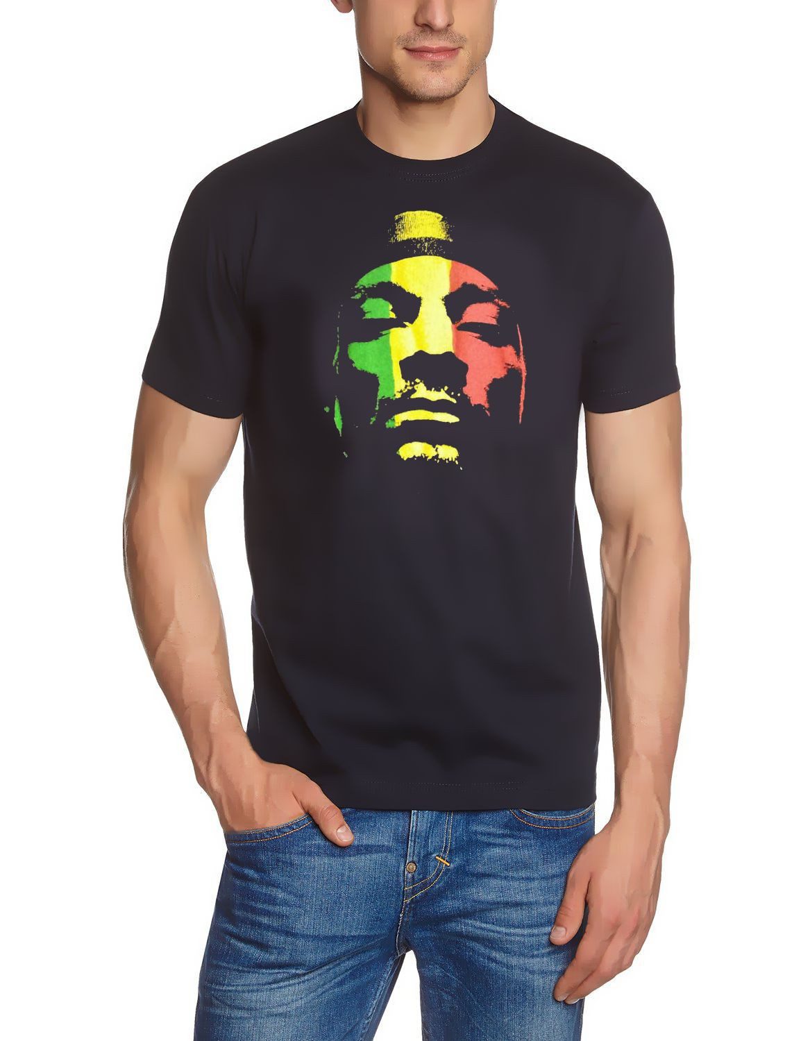 coole-fun-t-shirts Print-Shirt SNOOP DOGG T-Shirt Reggae Face Jamaica Black Snoop Dogg MUSIC Shirt Face