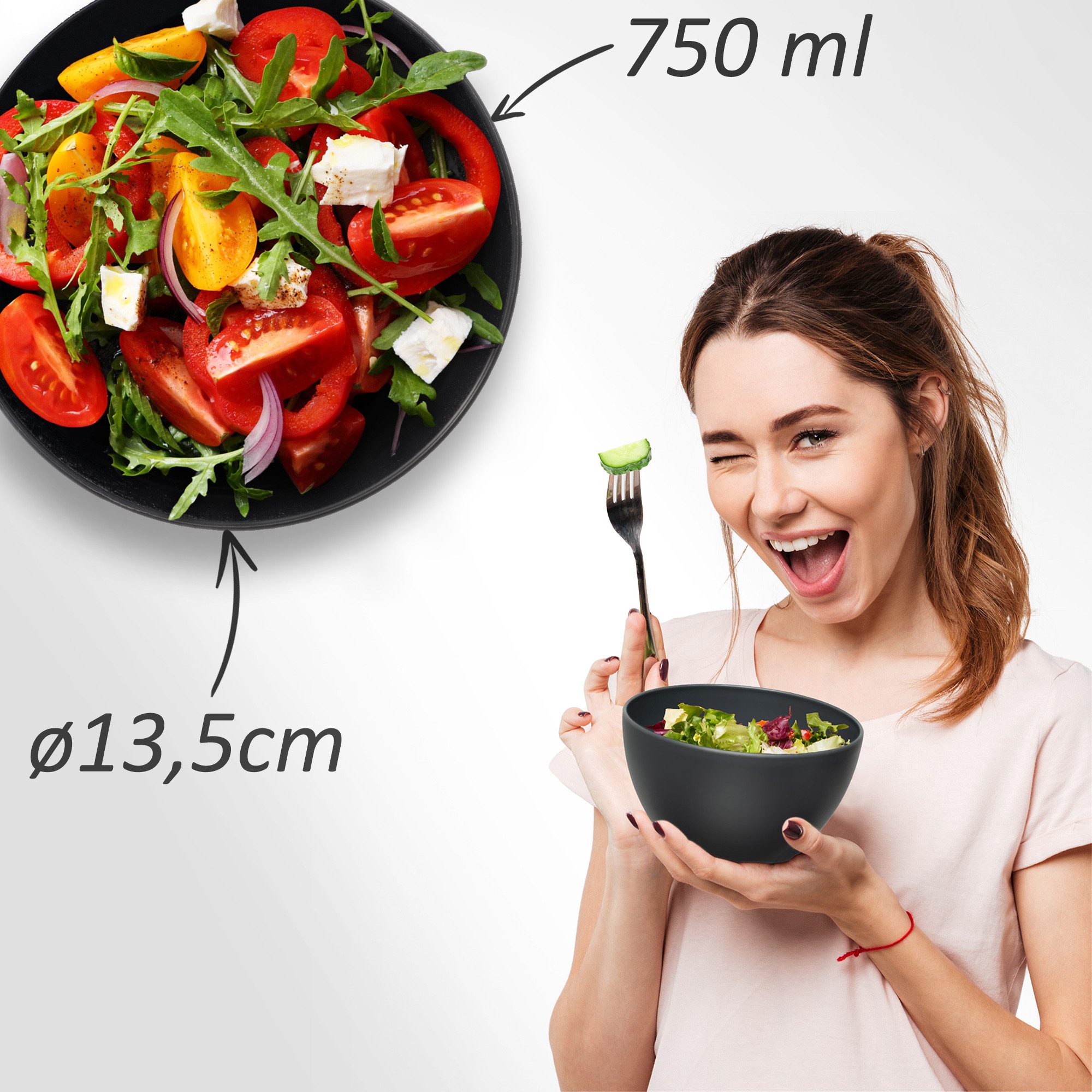 Hausfelder Salatschüssel 12-teiliges Schüssel Set, Kunststoff BPA-frei, 12x 0,7L ohne Deckel, Kunststoff, (12-tlg), Schüsseln aus stabilem Kunststoff