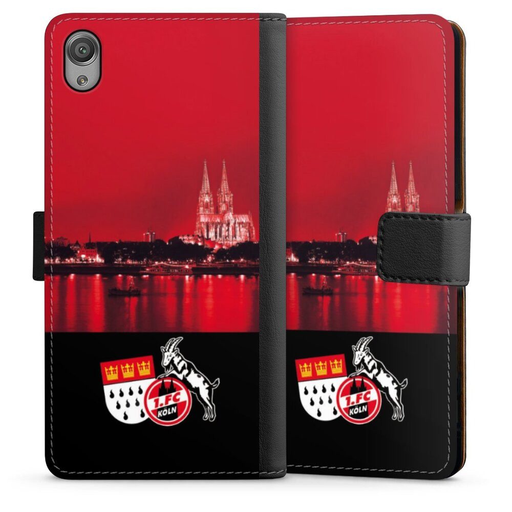 DeinDesign Handyhülle Skyline 1. FC Köln Offizielles Lizenzprodukt Skyline Köln Rot, Sony Xperia X Hülle Flip Case Klapphülle Handytasche Leder