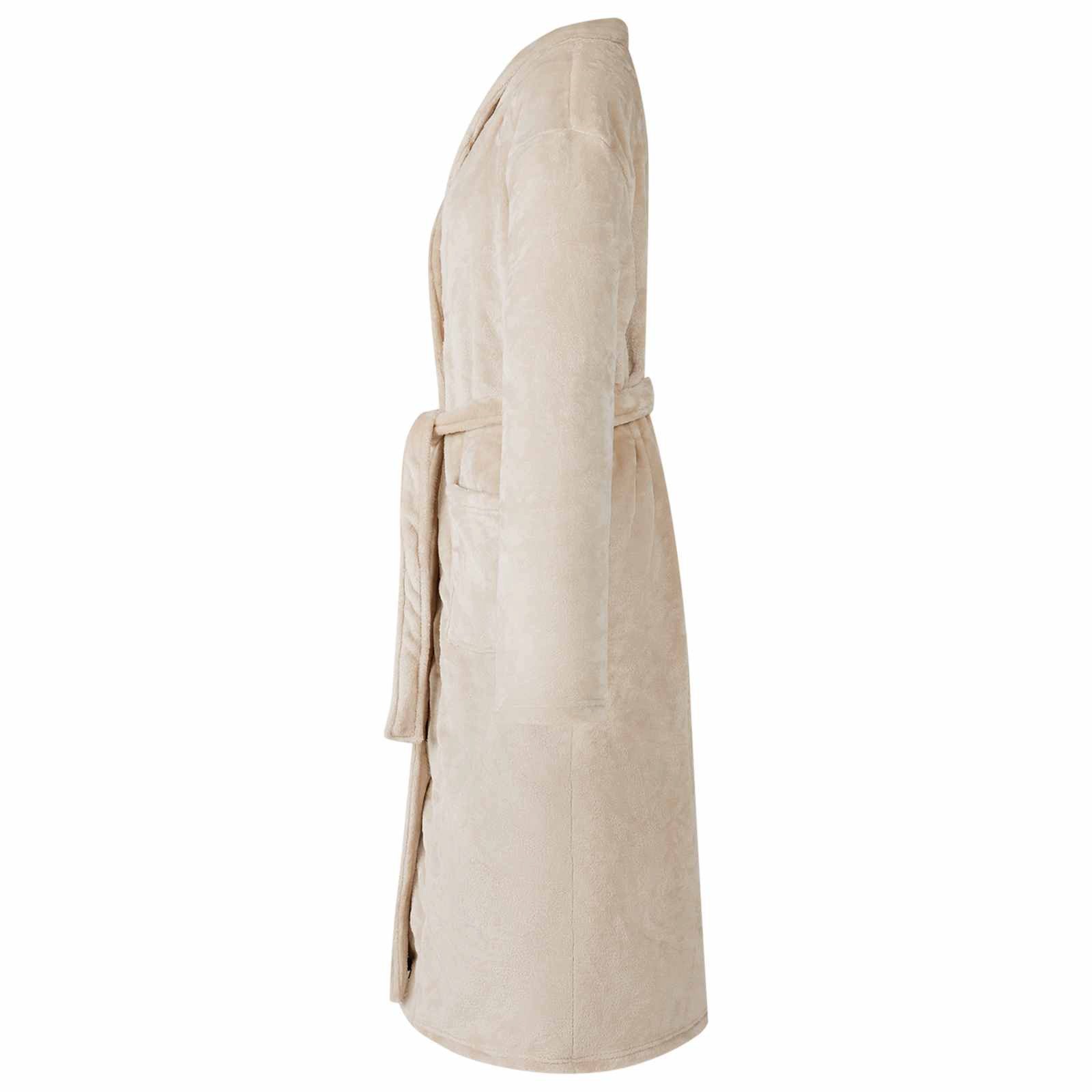vidaXL Damenbademantel S Bademantel ohne Kapuze Beige s Flanell, 100% Baumwolle