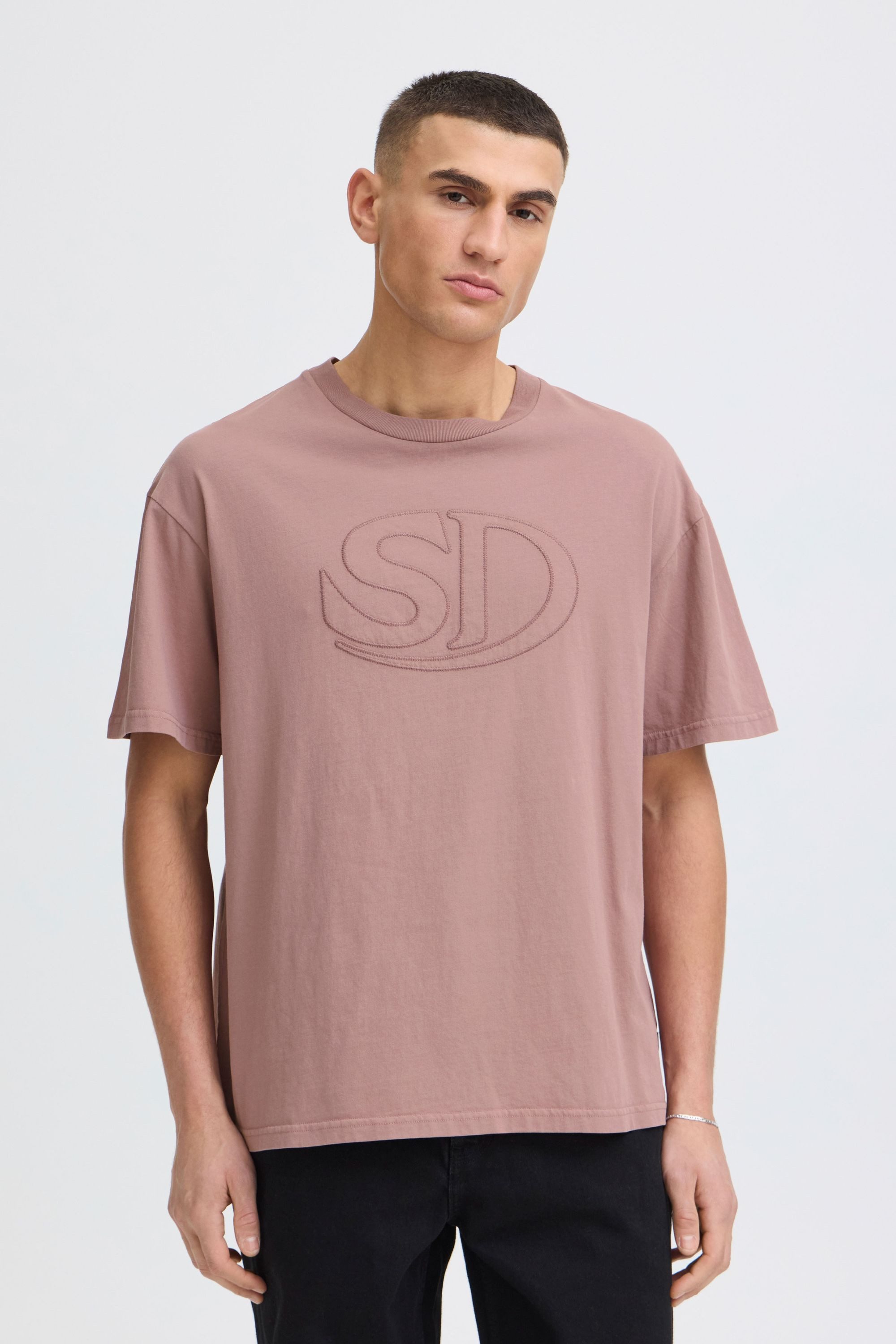!Solid Rundhalsshirt SDUncaster Lässiges T-Shirt mit gestickter Frontgrafik - Loose Fit