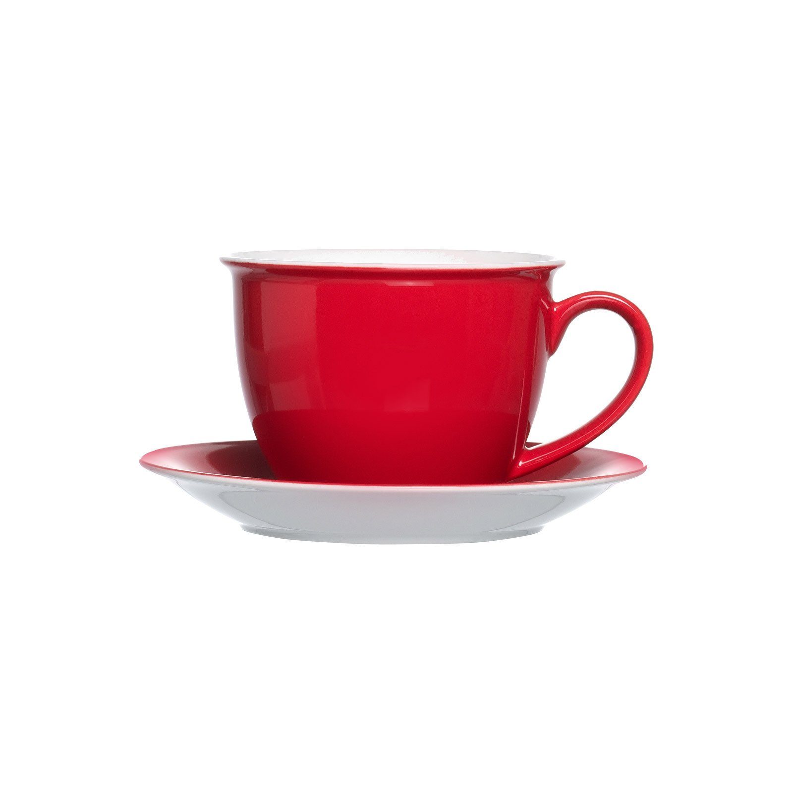 Ritzenhoff & Breker Tasse Doppio Milchkaffee Tasse mit Untertasse 350 ml, Porzellan Rot
