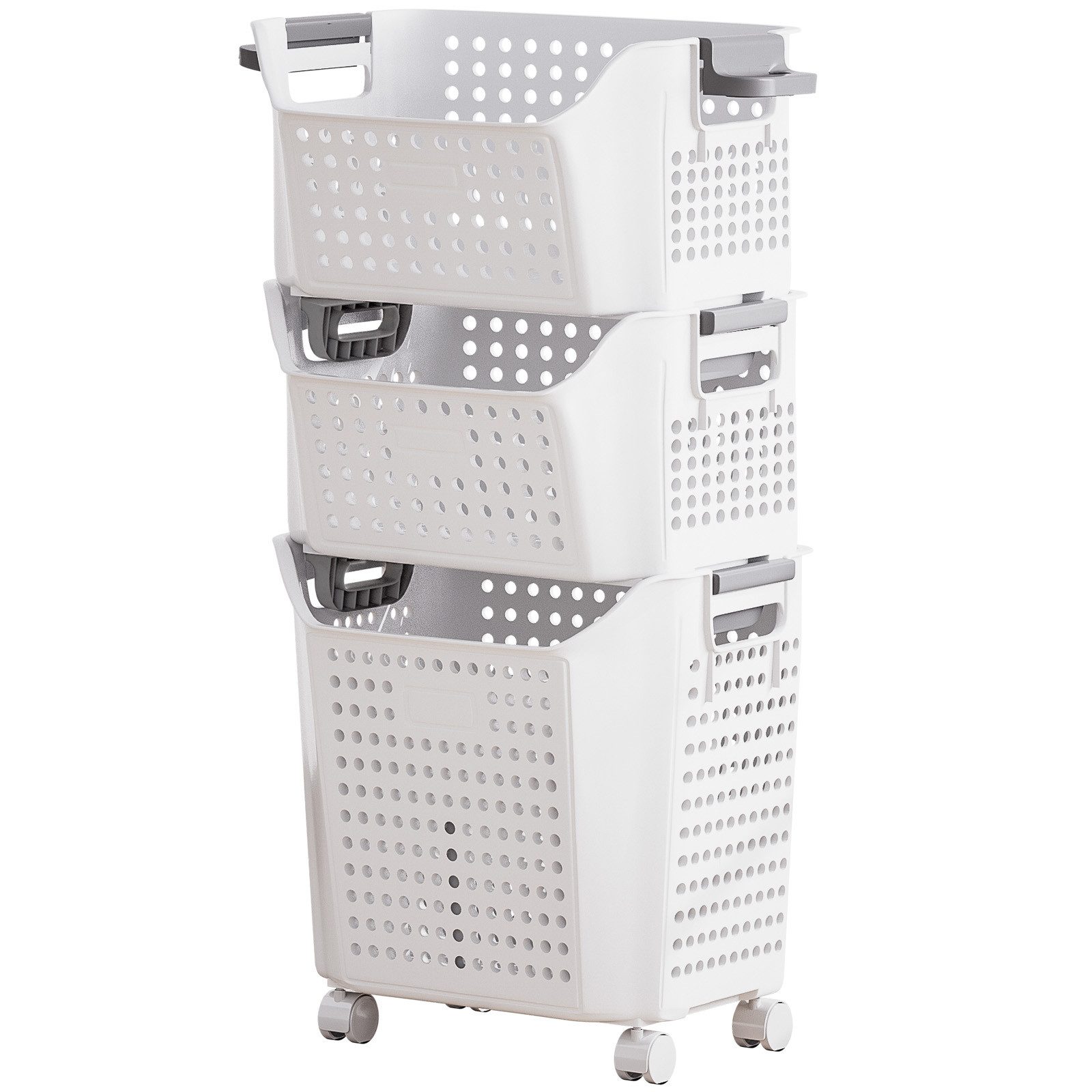 Yorbay Wäschekorb Wäschewagen mit Rollen (3 St., mit 2 kleinen + 1 großem K günstig online kaufen