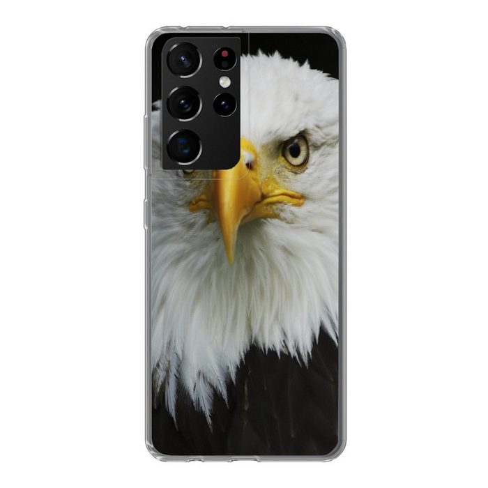 MuchoWow Handyhülle Adler - Schwarz - Weiß Phone Case Handyhülle Samsung Galaxy S21 Ultra Silikon Schutzhülle