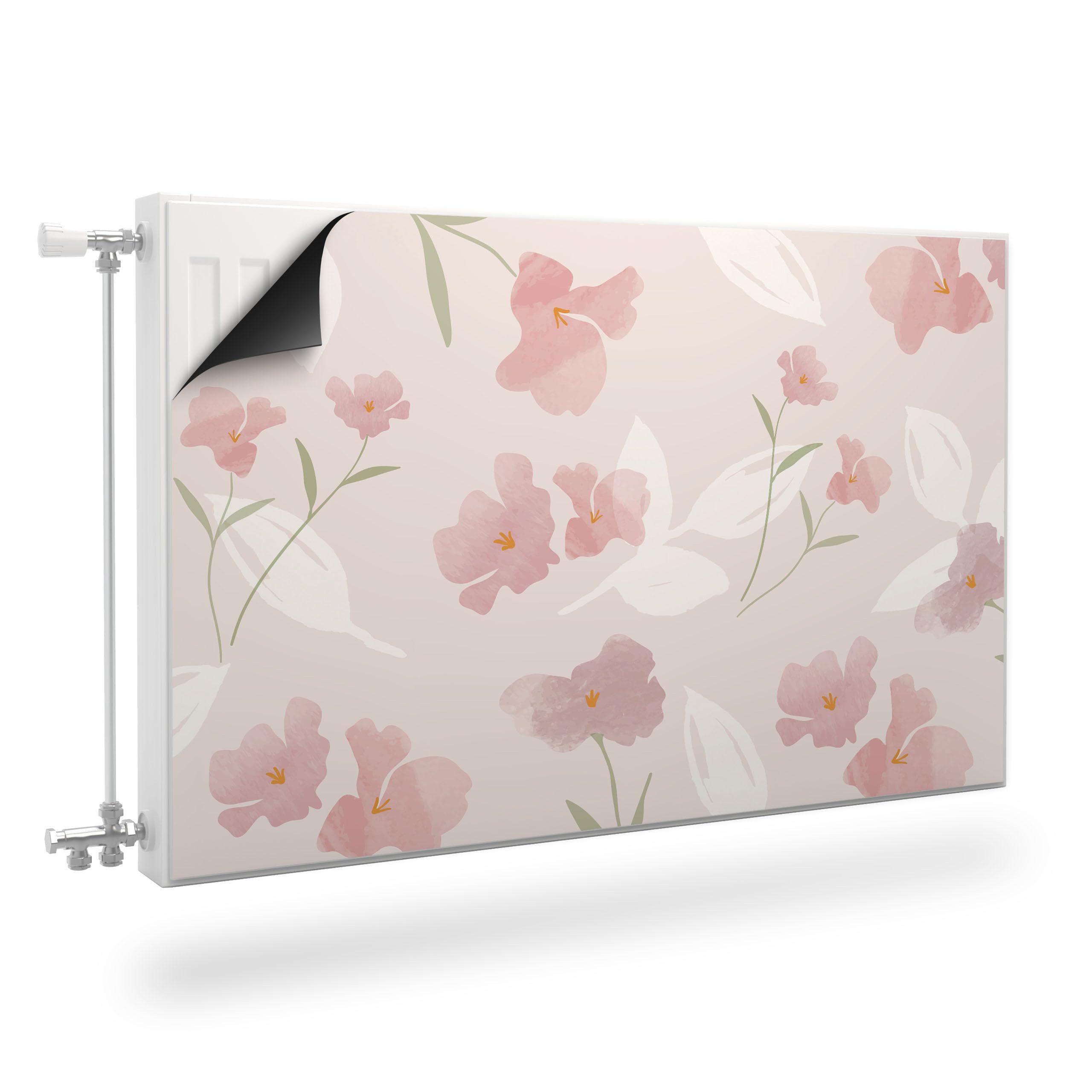 Muralo Magnetfolie Heizkörperverkleidung Kleine rosafarbene Blumen – Heizkörperabdeckung, 80x60 cm, abriebfest, abwischbar