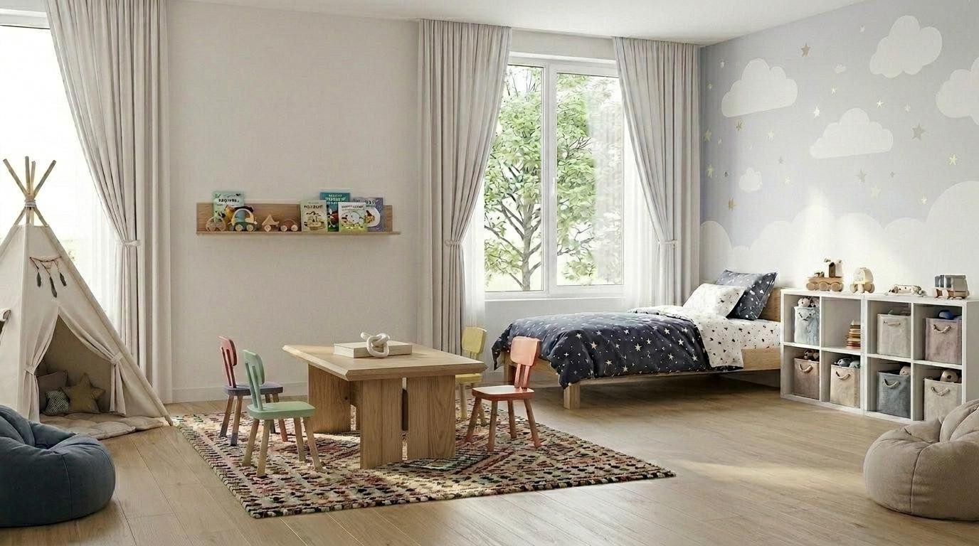 Xlmoebel Wandregal Tisch Wandregal Kinder modern beige bequem praktisch rechteckig, 2-tlg.