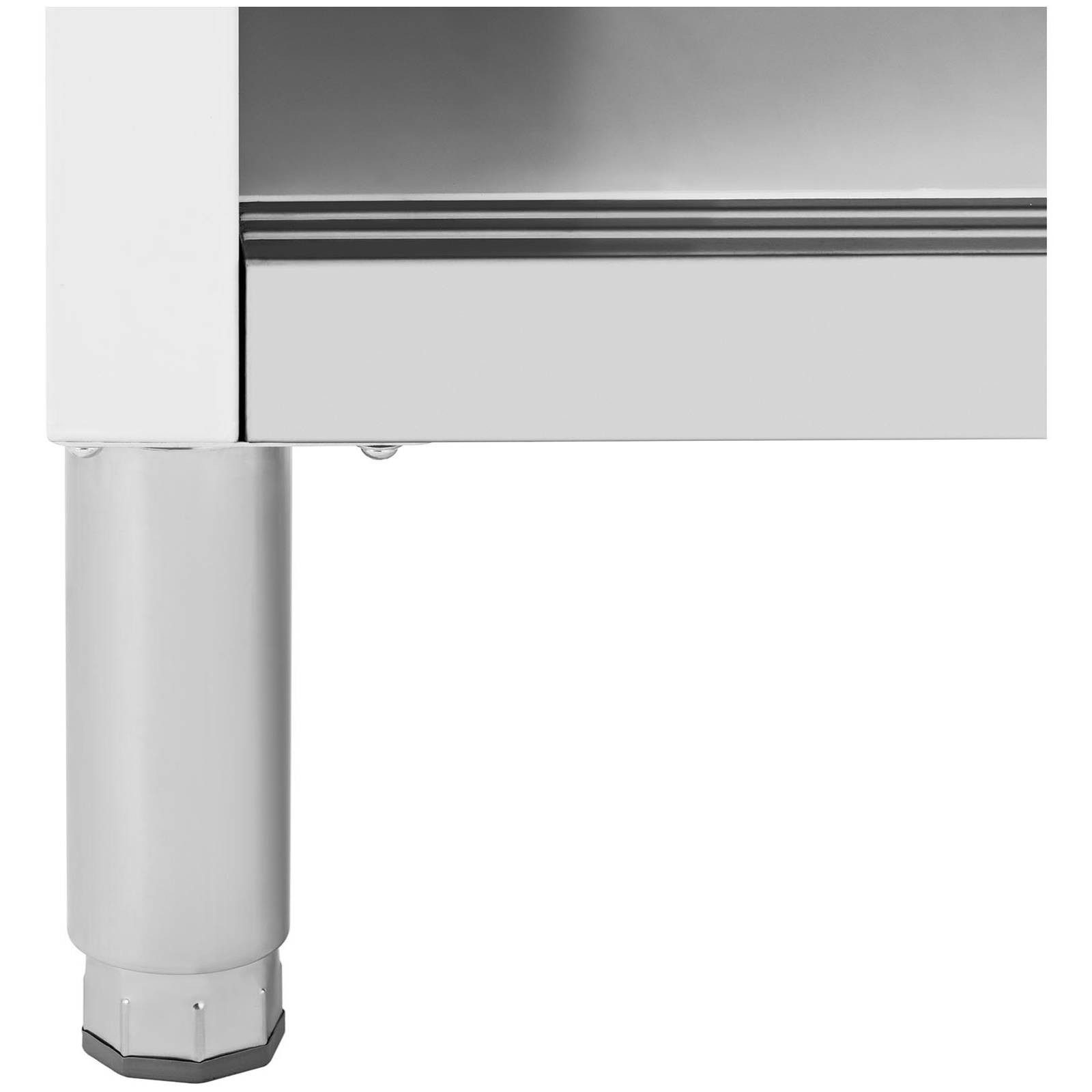 Royal Catering Arbeitstisch 120 x 50 cm Arbeitsschrank Edelstahltisch Schiebetüren Gastro 3 Ebenen, verschiedene Größen