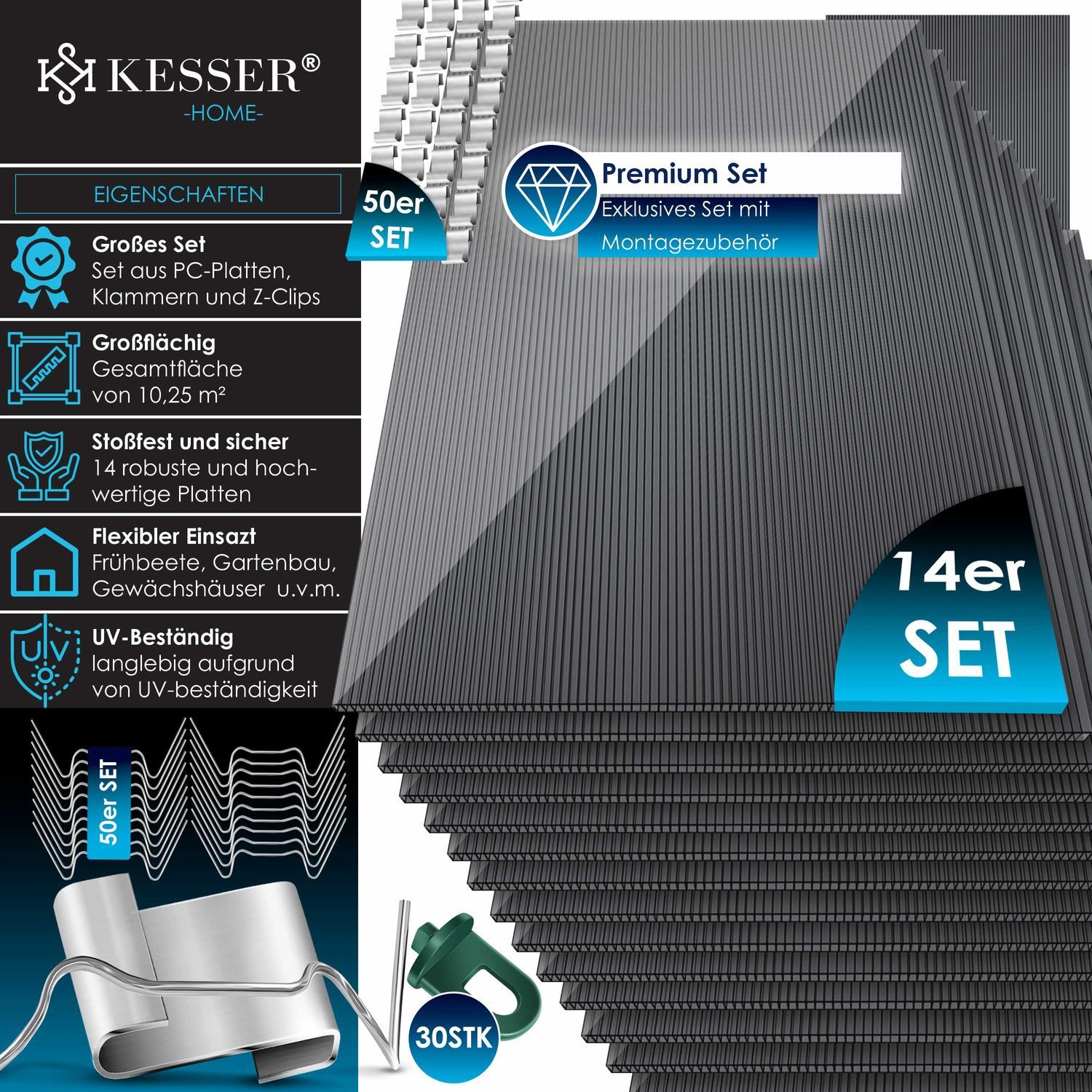 KESSER Gewächshaus, 14x Polycarbonat Hohlkammerstegplatten 4mm 10,25 / 14,7 günstig online kaufen