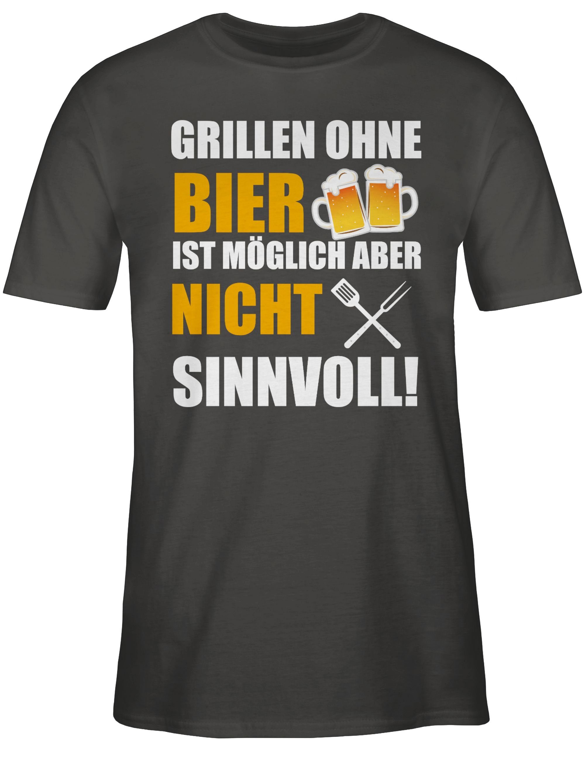03 Dunkelgrau Bier ist Grillen ohne Grillen sinnvoll Geschenk nicht & Grillzubehör weiß Shirtracer T-Shirt