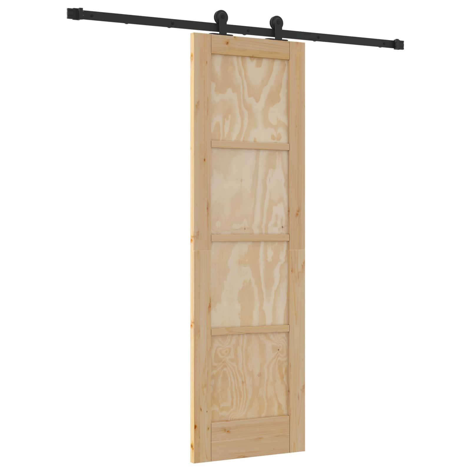 vidaXL Haustür Schiebetür Natürlich und Schwarz 61 x 198,5 cm (1-St)