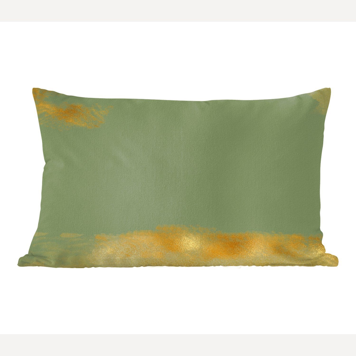 MuchoWow Dekokissen Muster - Farbe - Gold - Grün, Wohzimmer Dekoration, Zierkissen, Dekokissen mit Füllung, Schlafzimmer