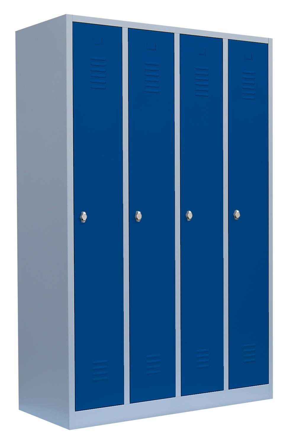 enzianblau x Spind Lüllmann® Steelboxx montiert, 1170 7035 RAL verschweißt mm 1800 lichtgrau/Türen: Montage 4 5010 Garderobenschrank, 500 Lichtgrau Korpus: keine erforderlich RAL Komplett und Abteile, (1-St) x |